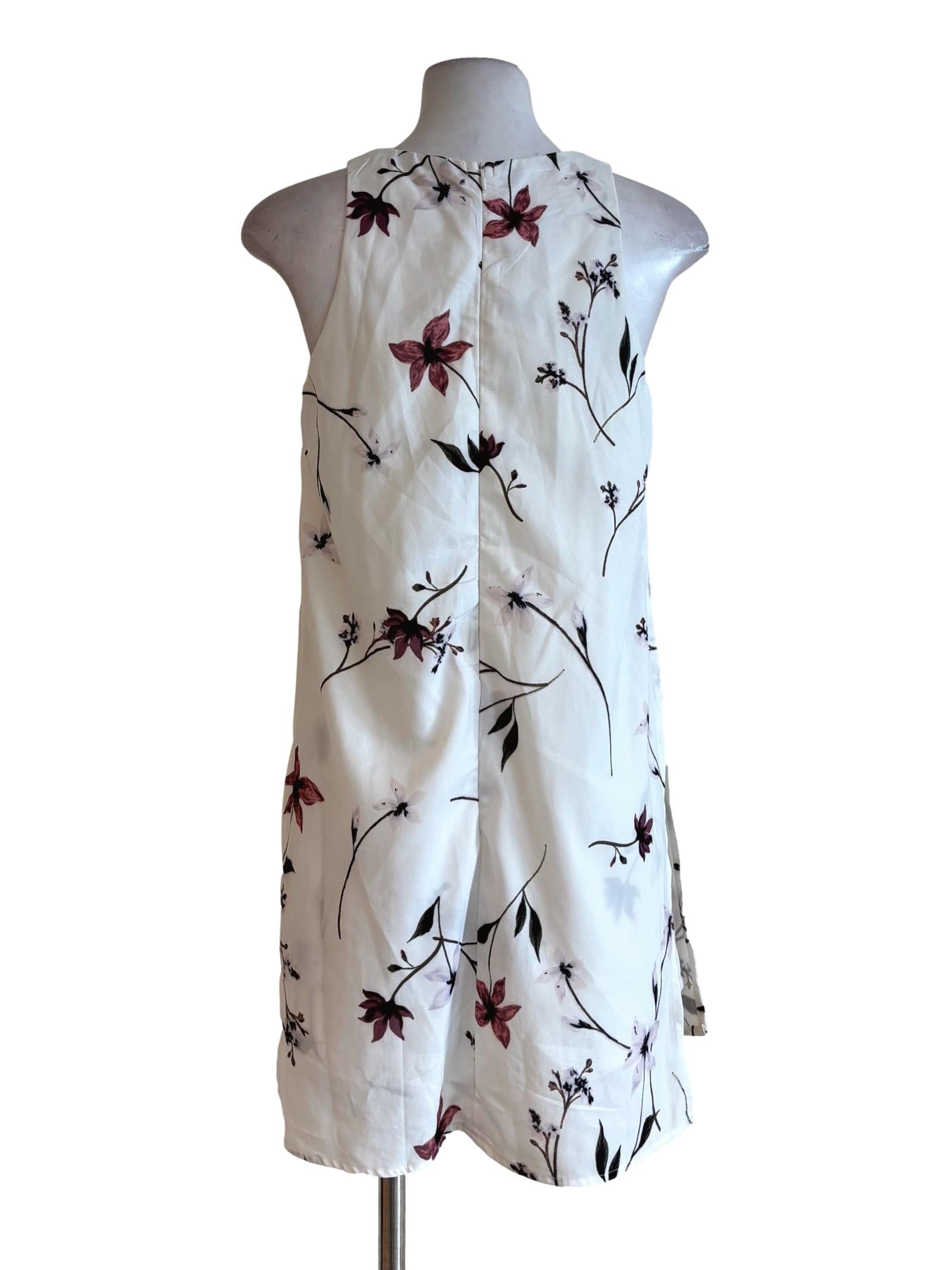 White Flower Printed Dress
