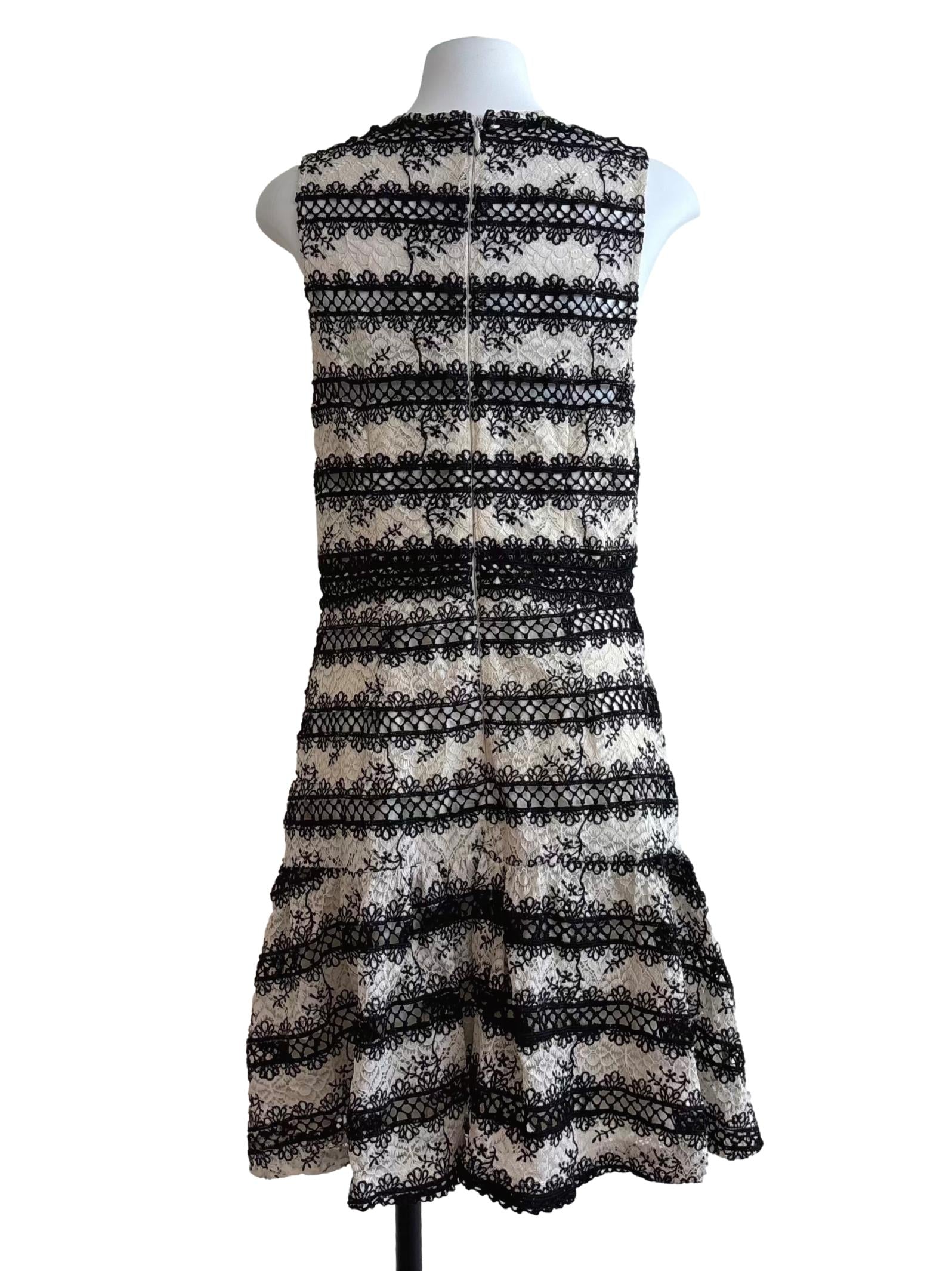 Ivory White Black Lace Ruffle Dress