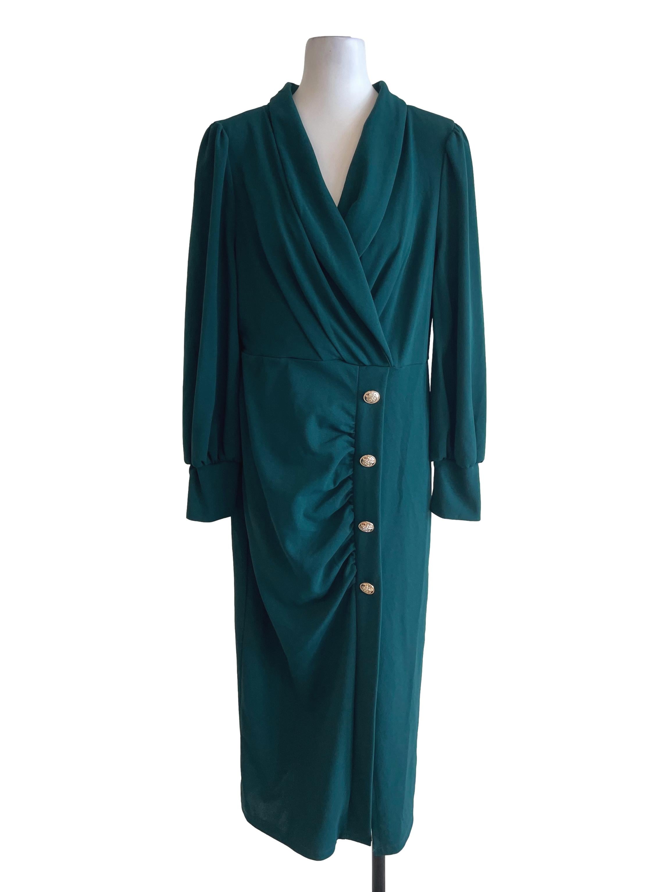 Shein Emerald Green Long Sleeves Dress | REFASH Shein Emerald Green Long Sleeves Dress | REFASH