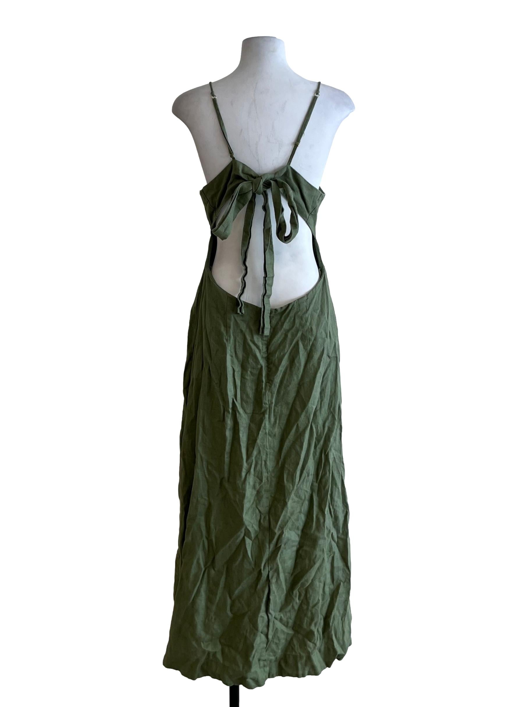 Olive Green Spaghetti Strap Jumper Dress