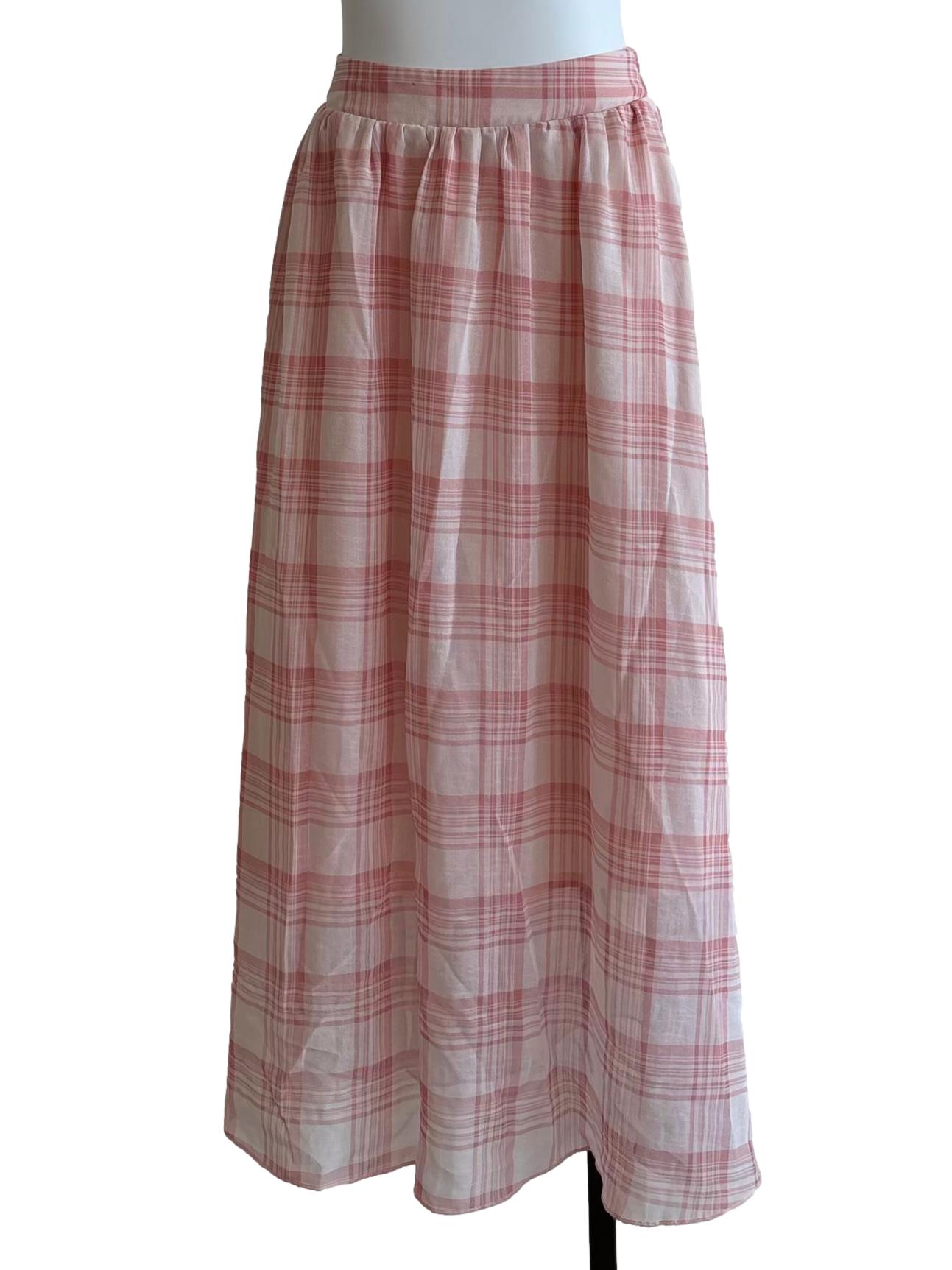 Lemonade Pink Checkered Flare Skirt