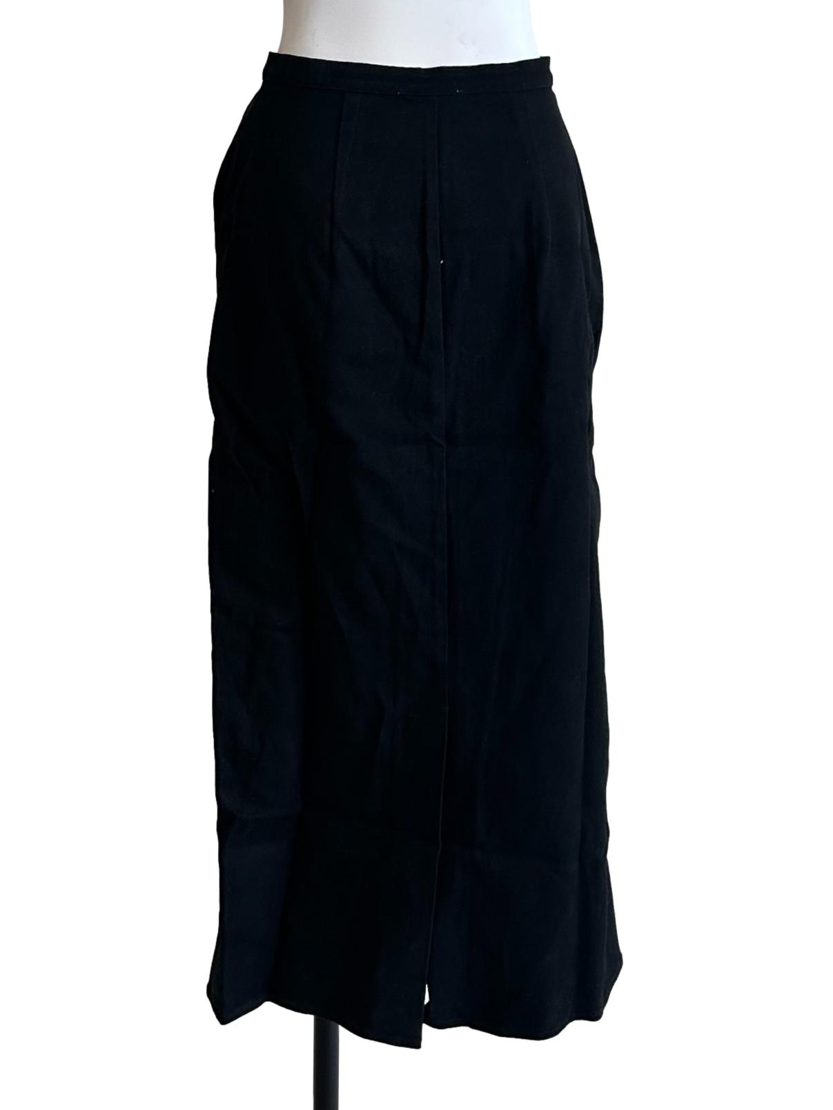 Black Organic Cotton Twill Midi Skirt OSN