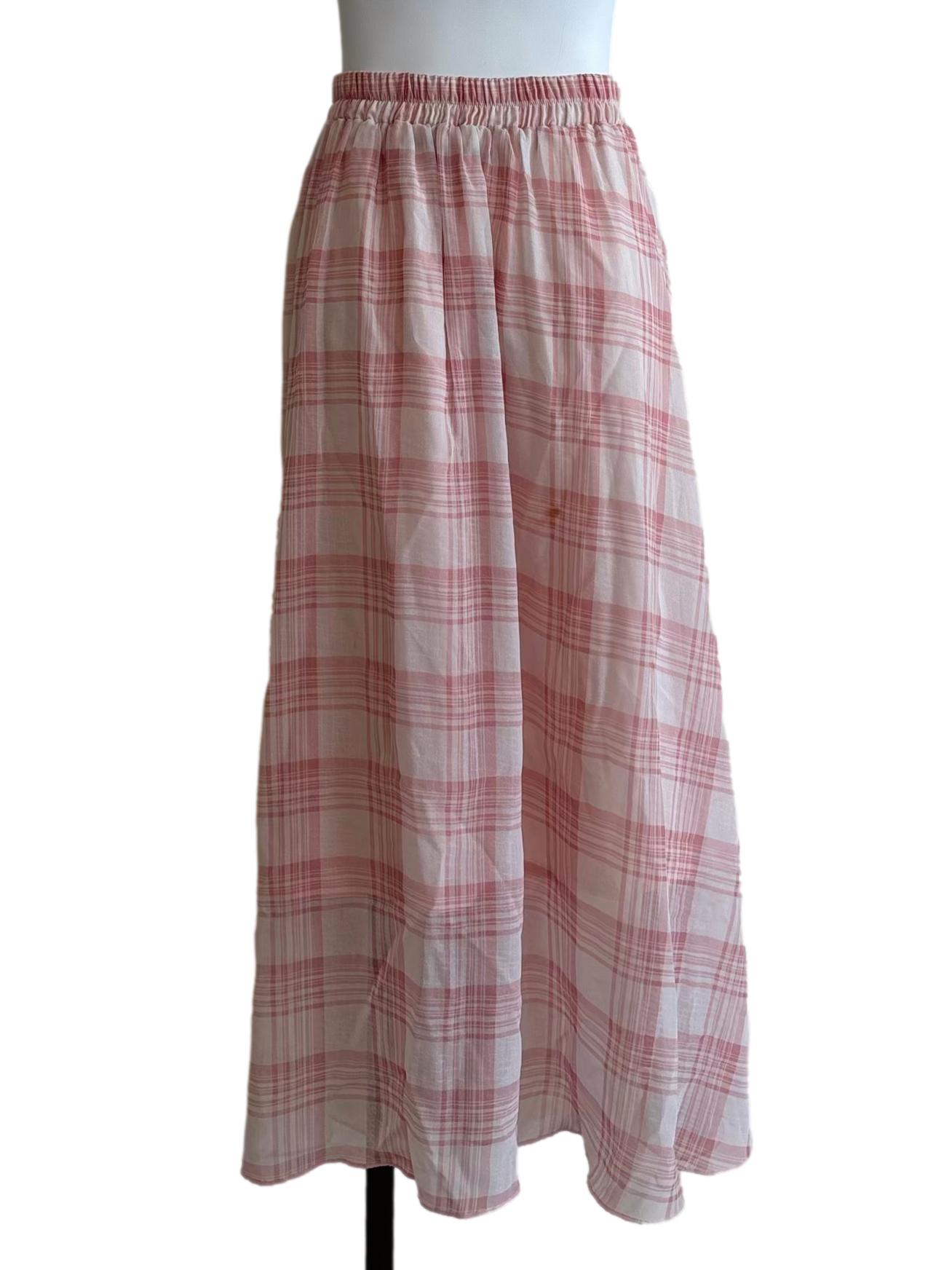 Lemonade Pink Checkered Flare Skirt