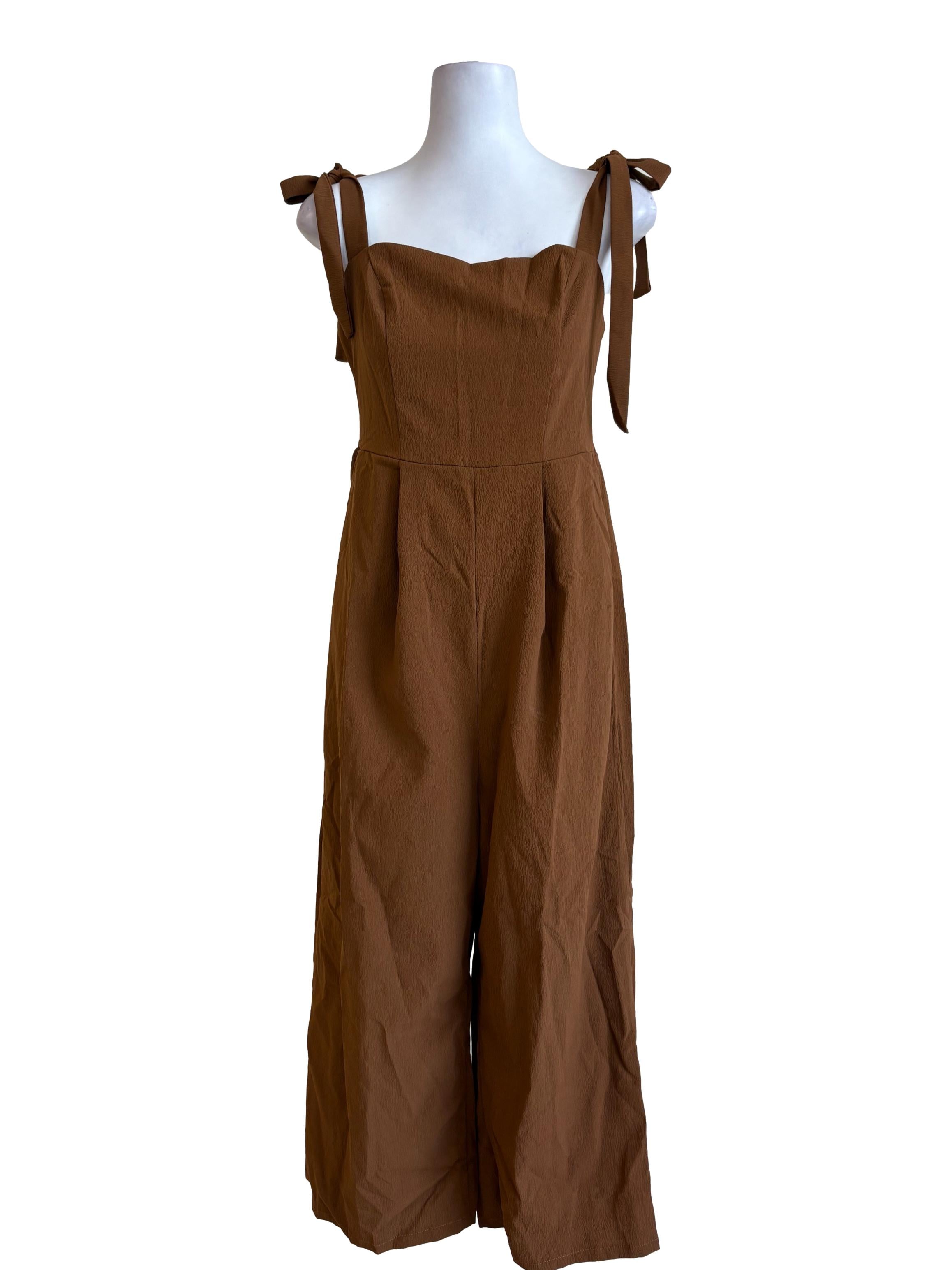 Tawny Brown Straight Cut Jumpsuit
