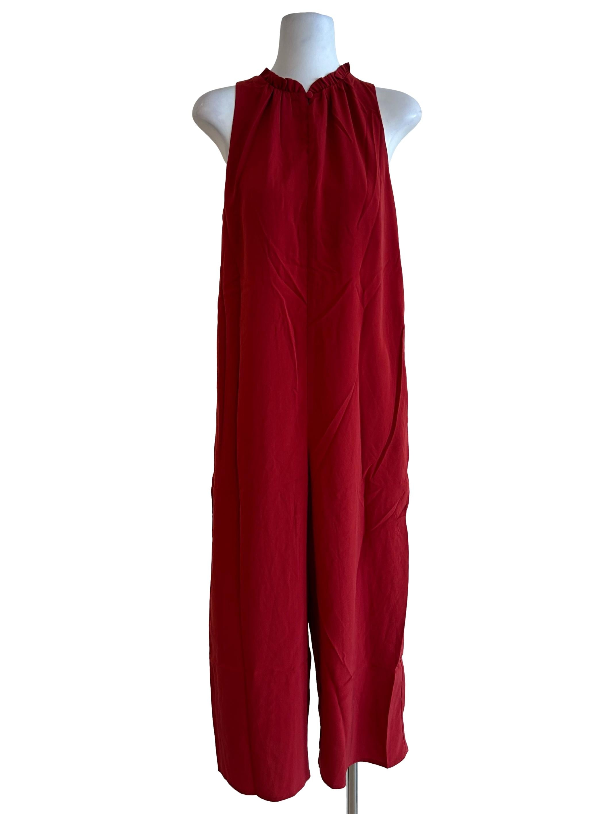 Red Ruffle Collar Jumpsuit OSN