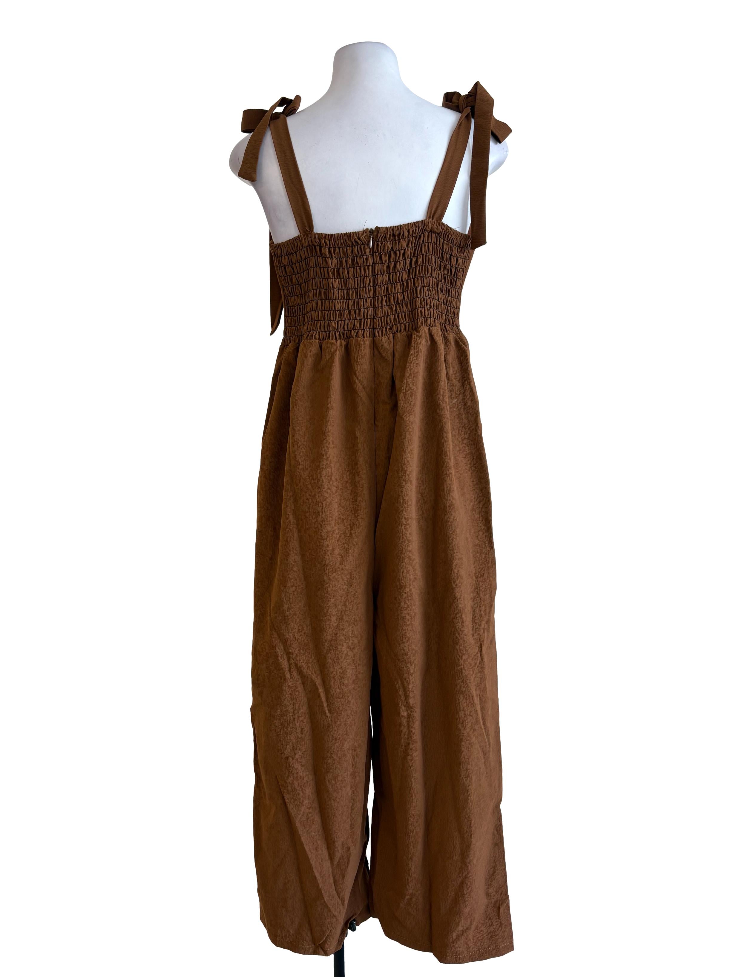 Tawny Brown Straight Cut Jumpsuit