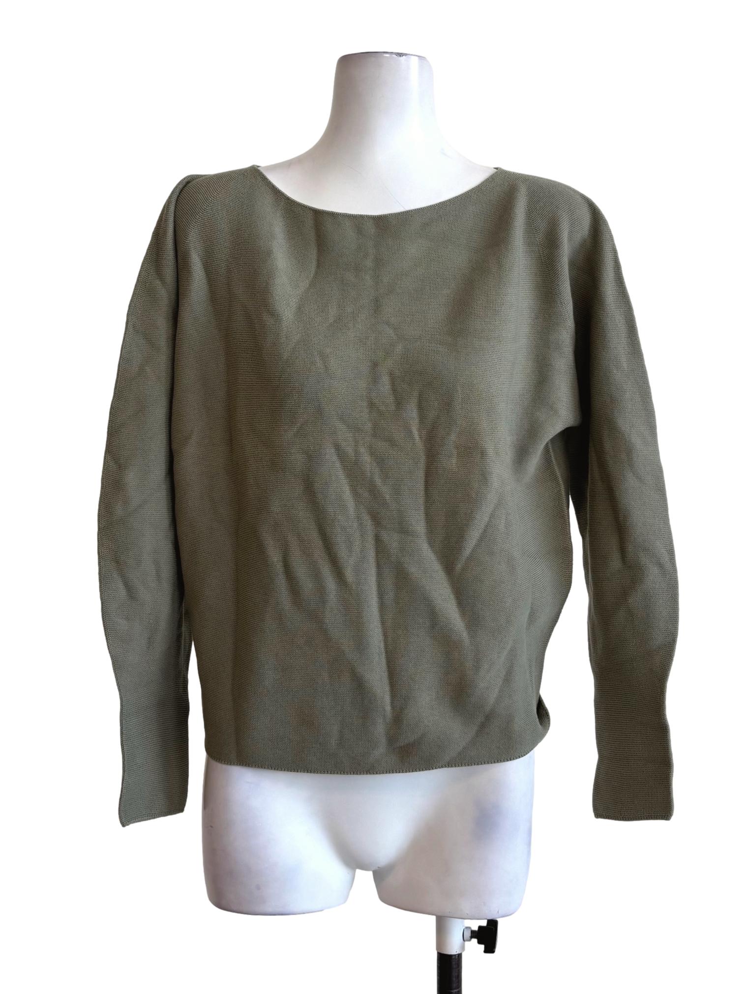 Moss Green Boat Neck Knit Top