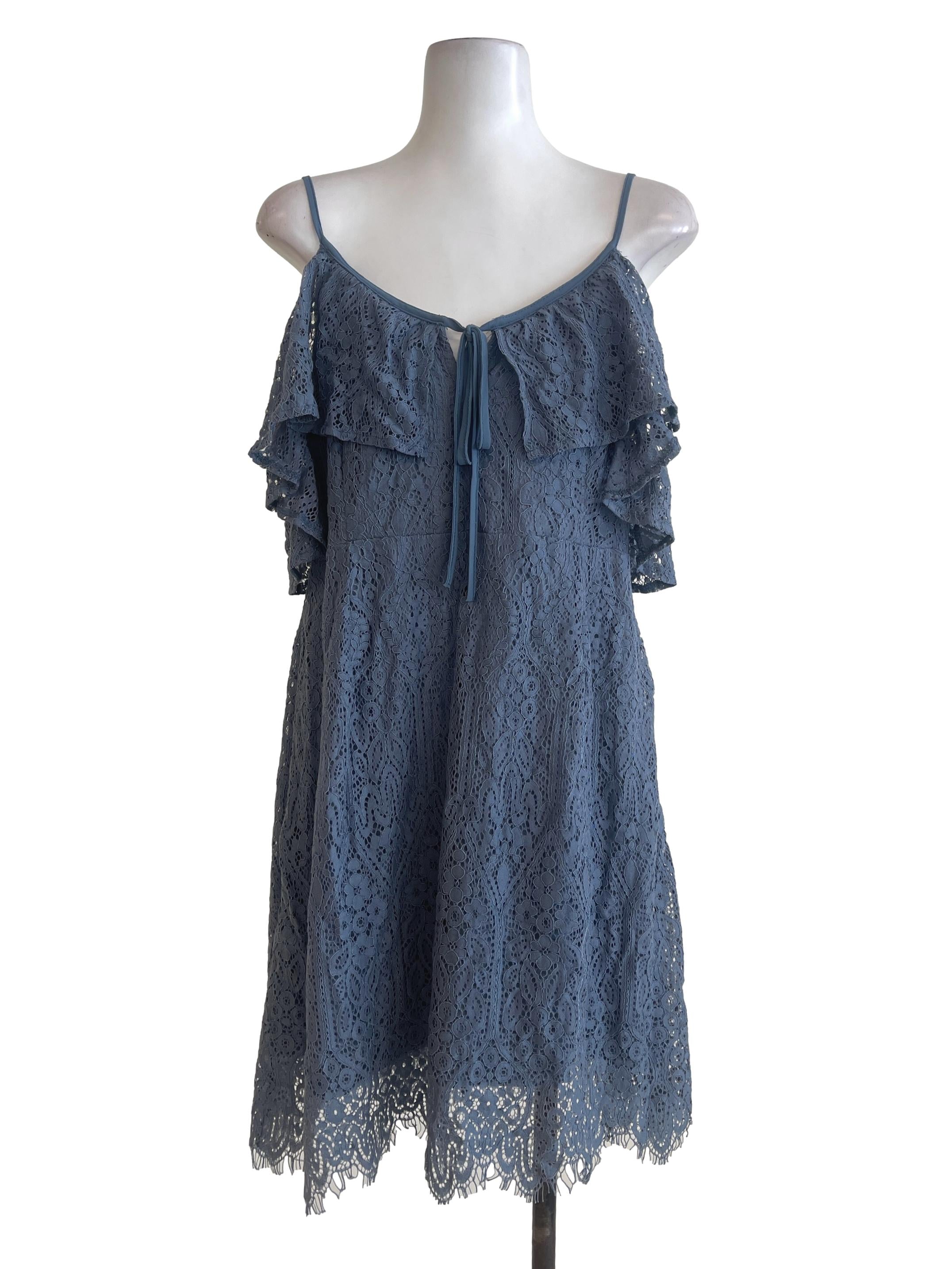 Stone Blue Floral Lace Dress