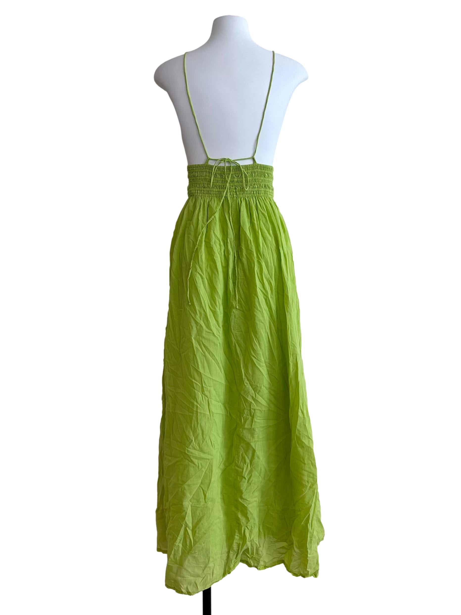 Chartreuse Green Smocked Maxi Dress
