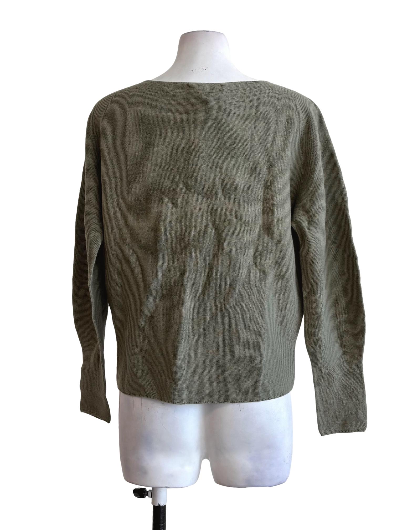 Moss Green Boat Neck Knit Top