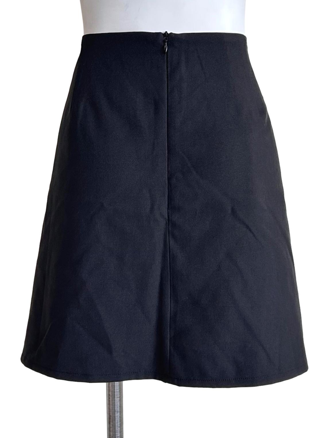 Black Side Tie Pleated Mini Skirt