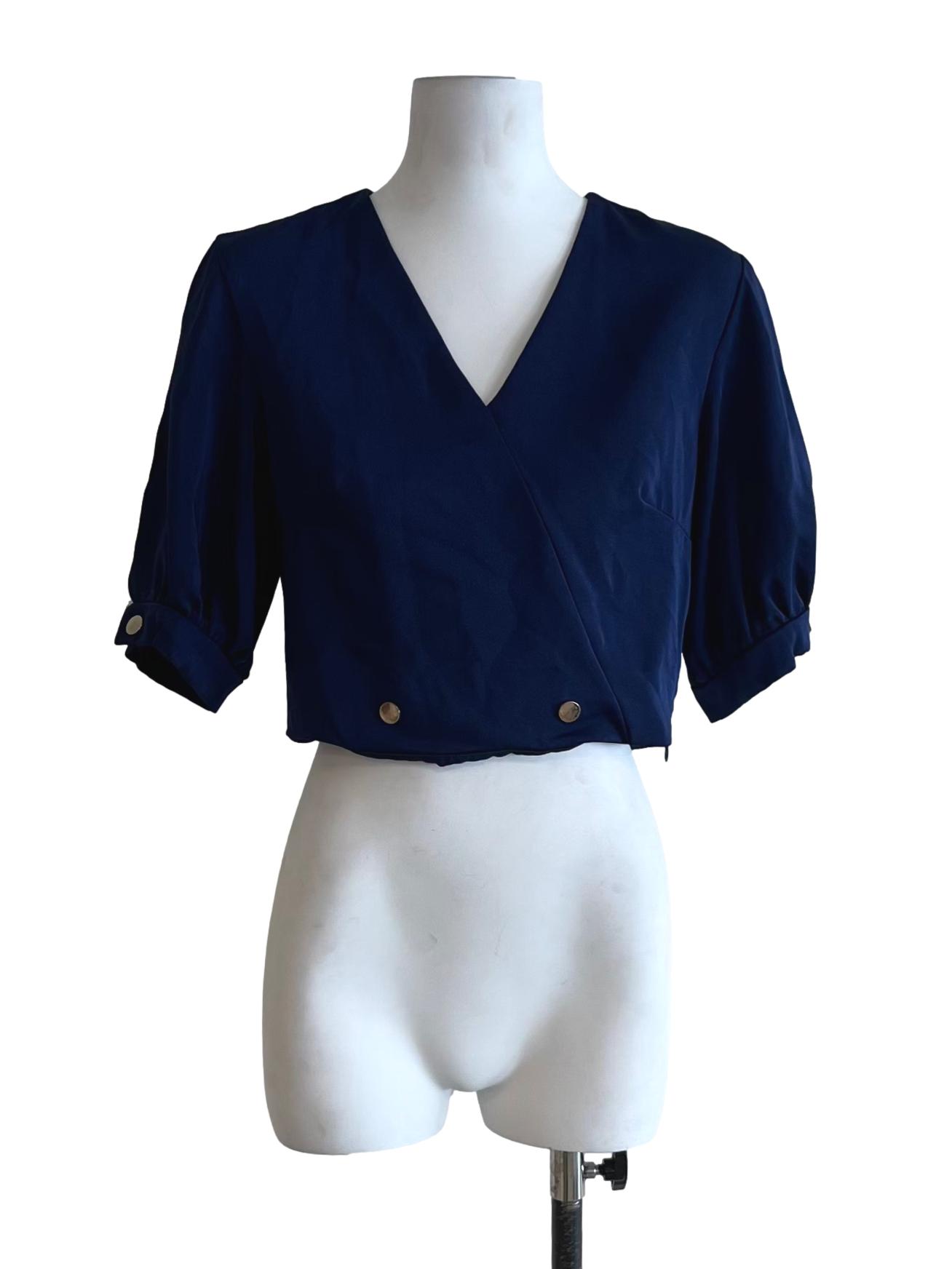 Azure Blue V-Neckline Blouse