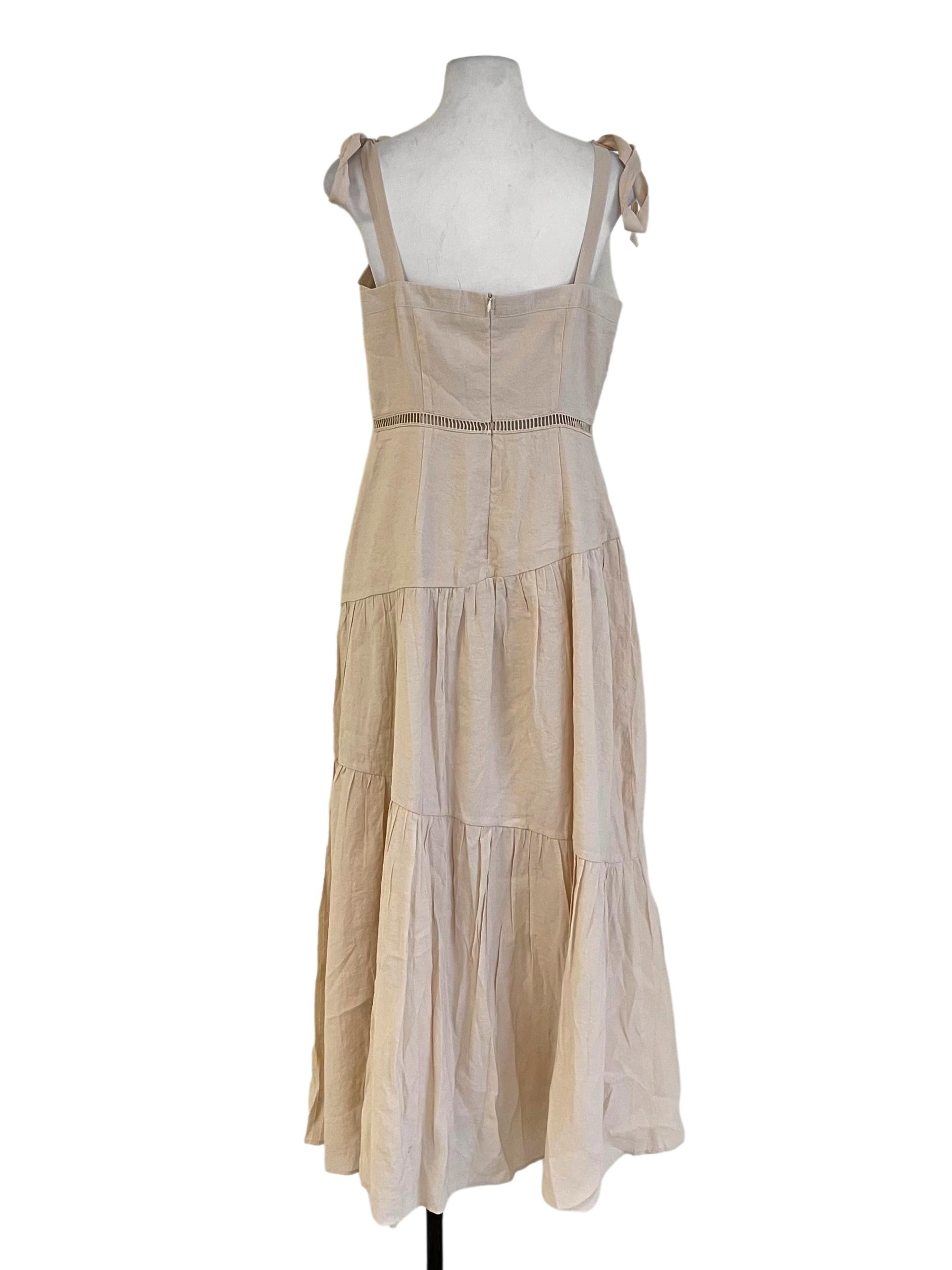 Ivory White Tie Straps Tiered Dress