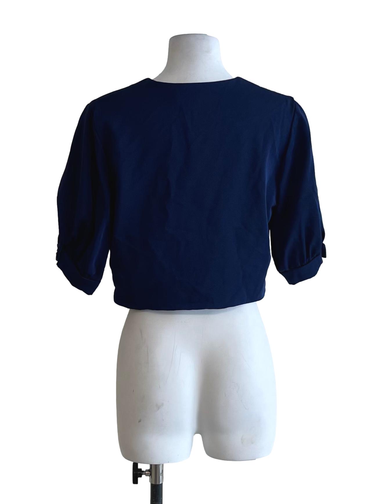Azure Blue V-Neckline Blouse