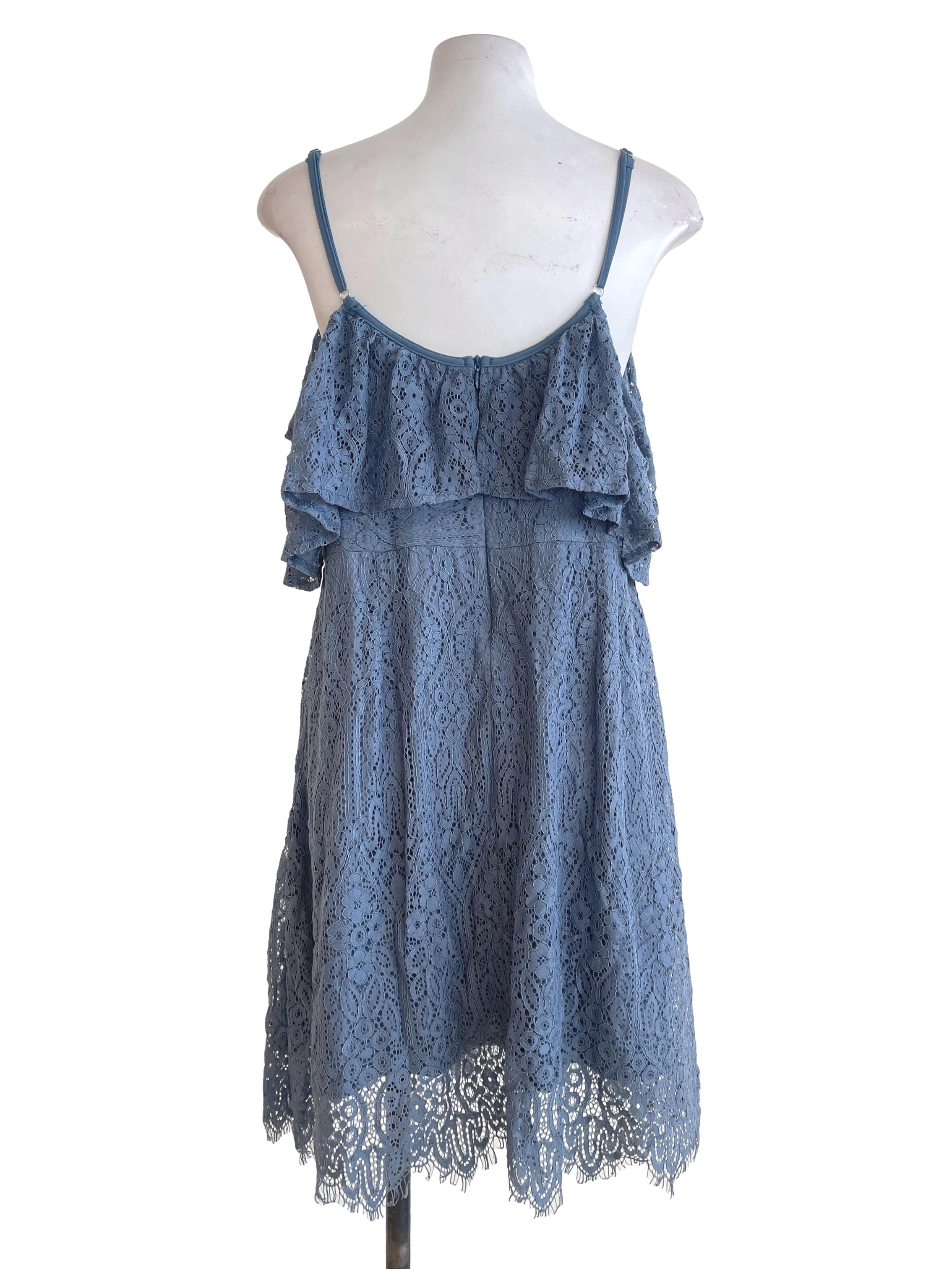 Stone Blue Floral Lace Dress