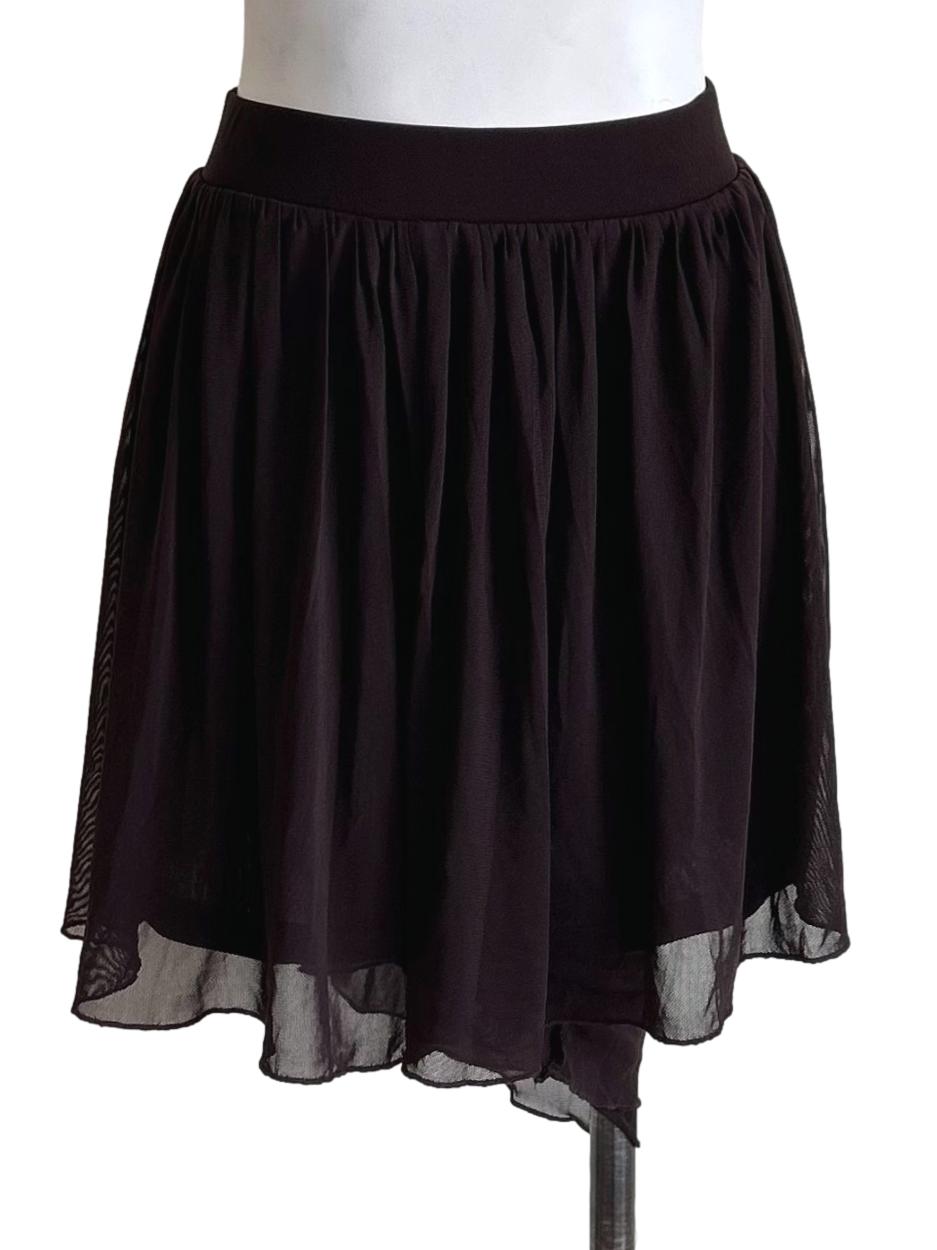 Chocolate Brown Pleated Mesh Flared Shorts