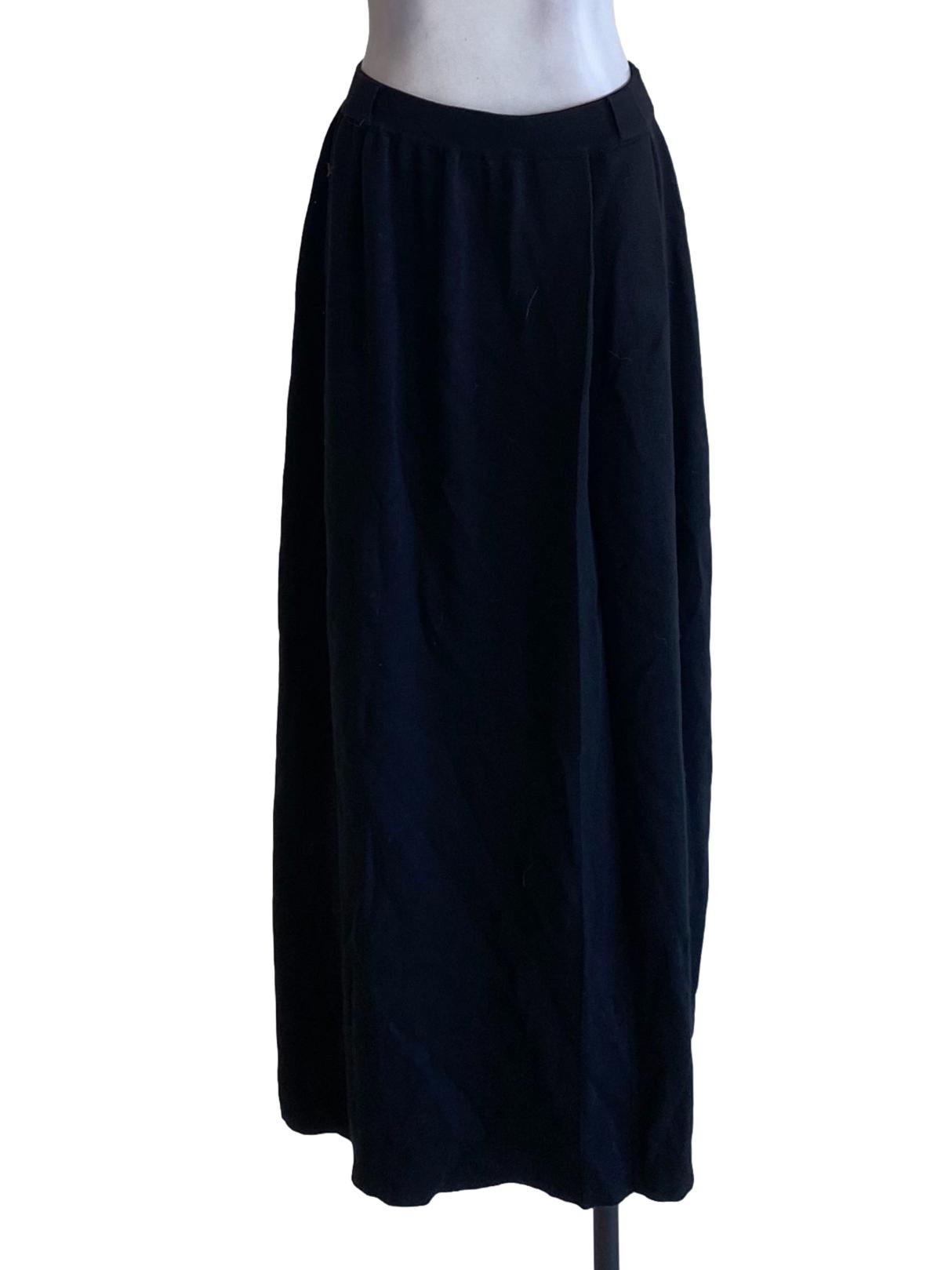 Ebony Black Knitted Long A-Line Skirt