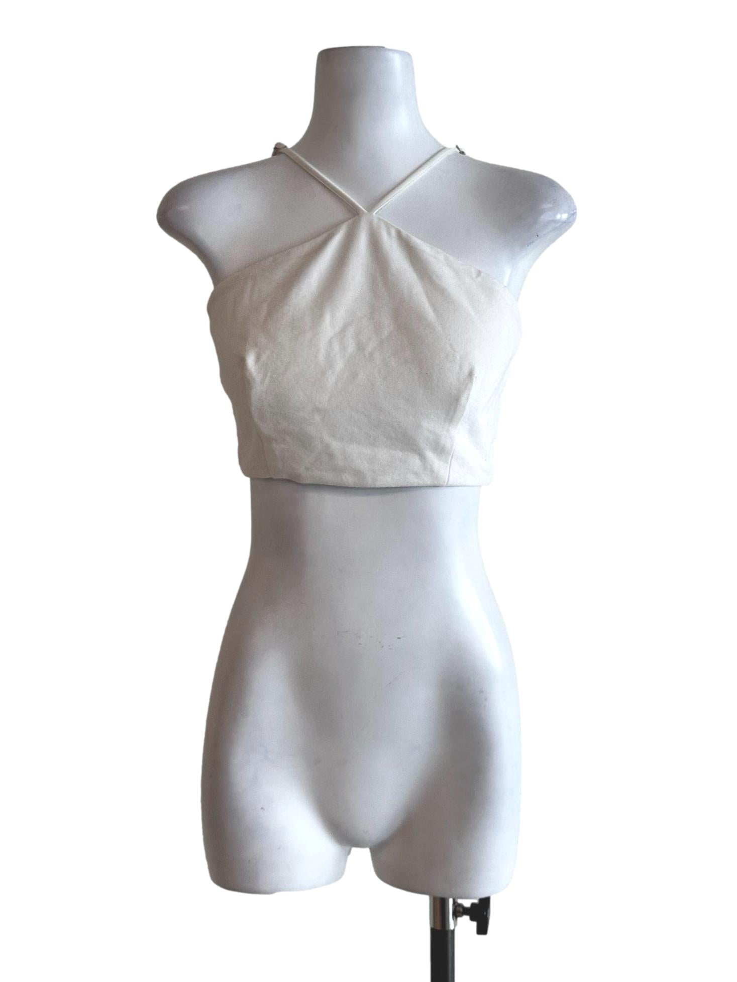 Daisy White Padded Sleeveless Crop Top
