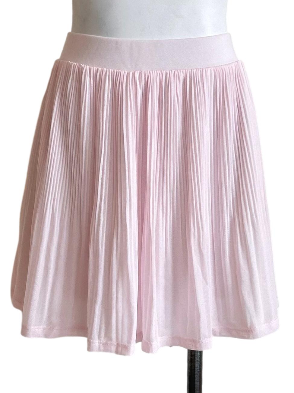 Ice Pink Pleated Mesh Mini Skirt