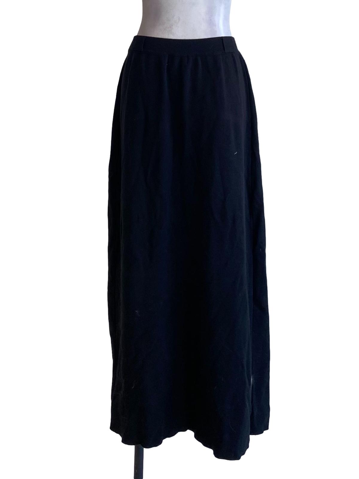 Ebony Black Knitted Long A-Line Skirt