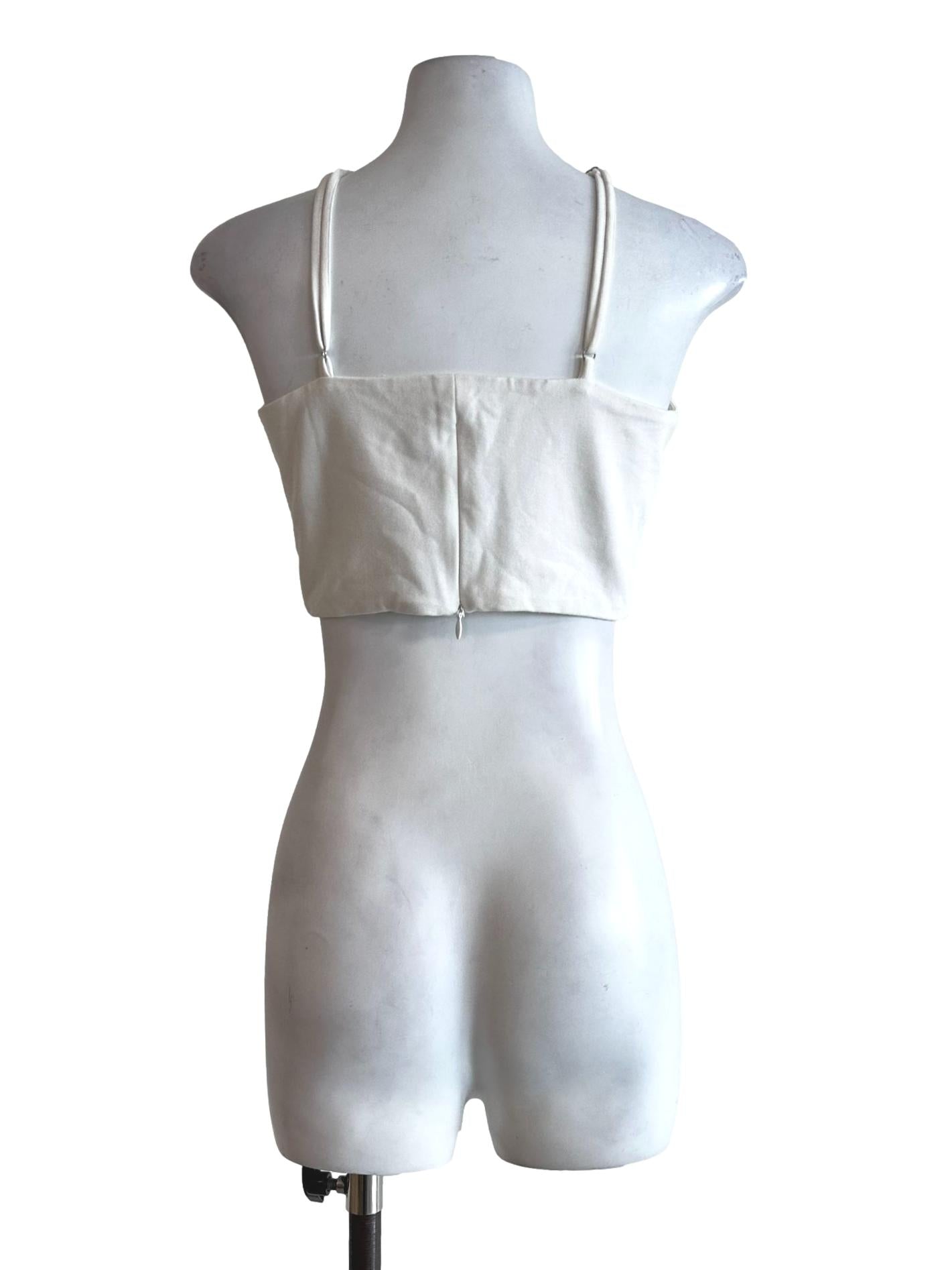Daisy White Padded Sleeveless Crop Top
