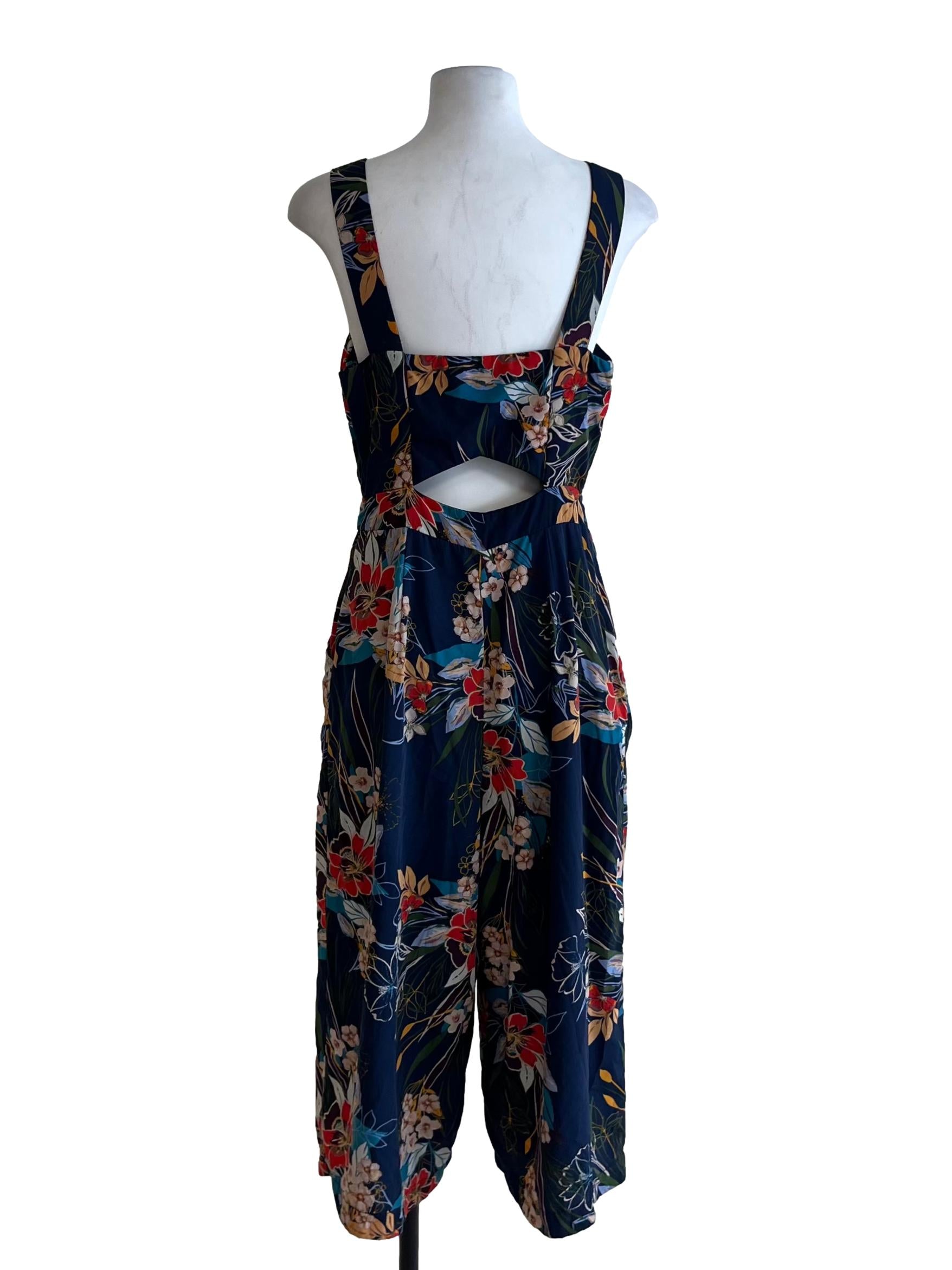 Navy Blue Floral Jumpsuit