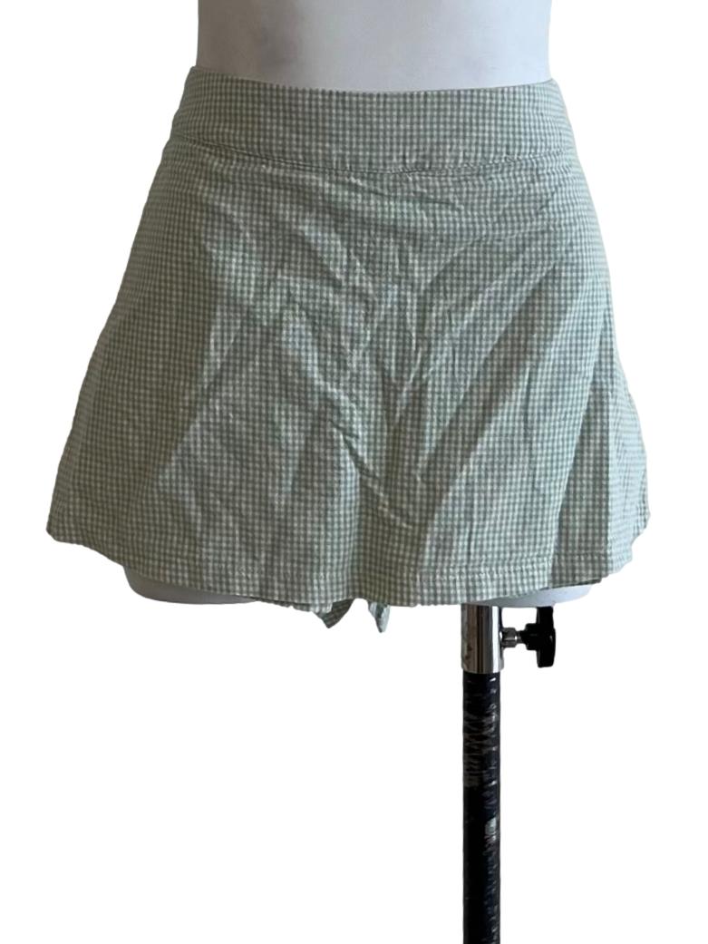Olive Green Graph Check Skort