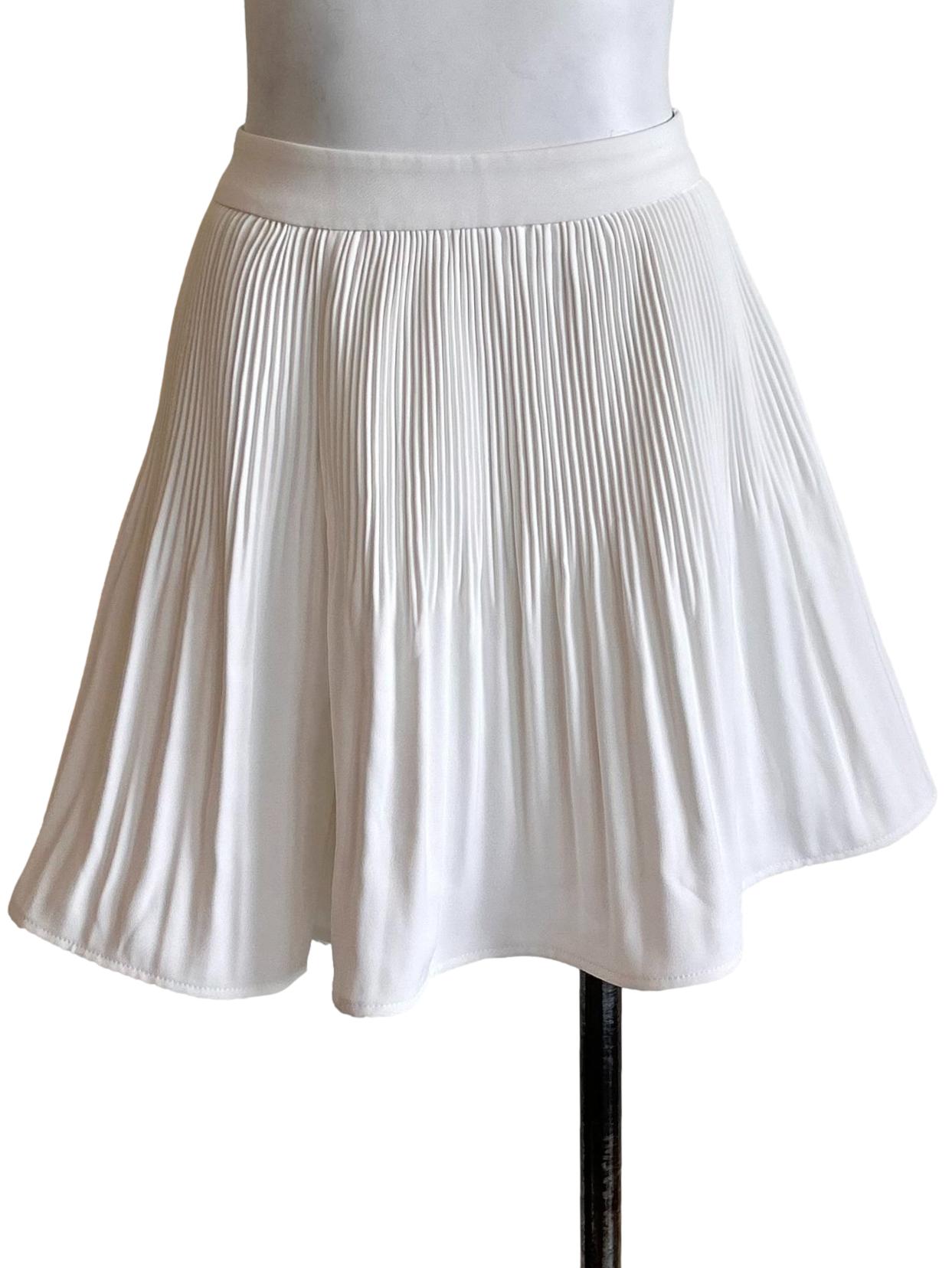 Pearl White Pleated Skater Flared Shorts