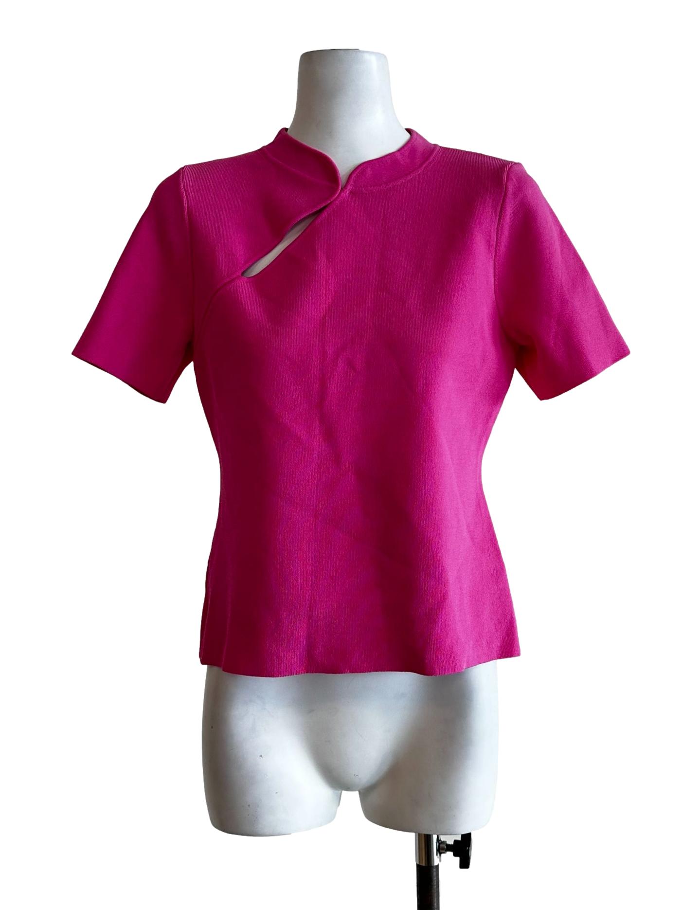 Punch Pink Pencil Stripes Pattern Top