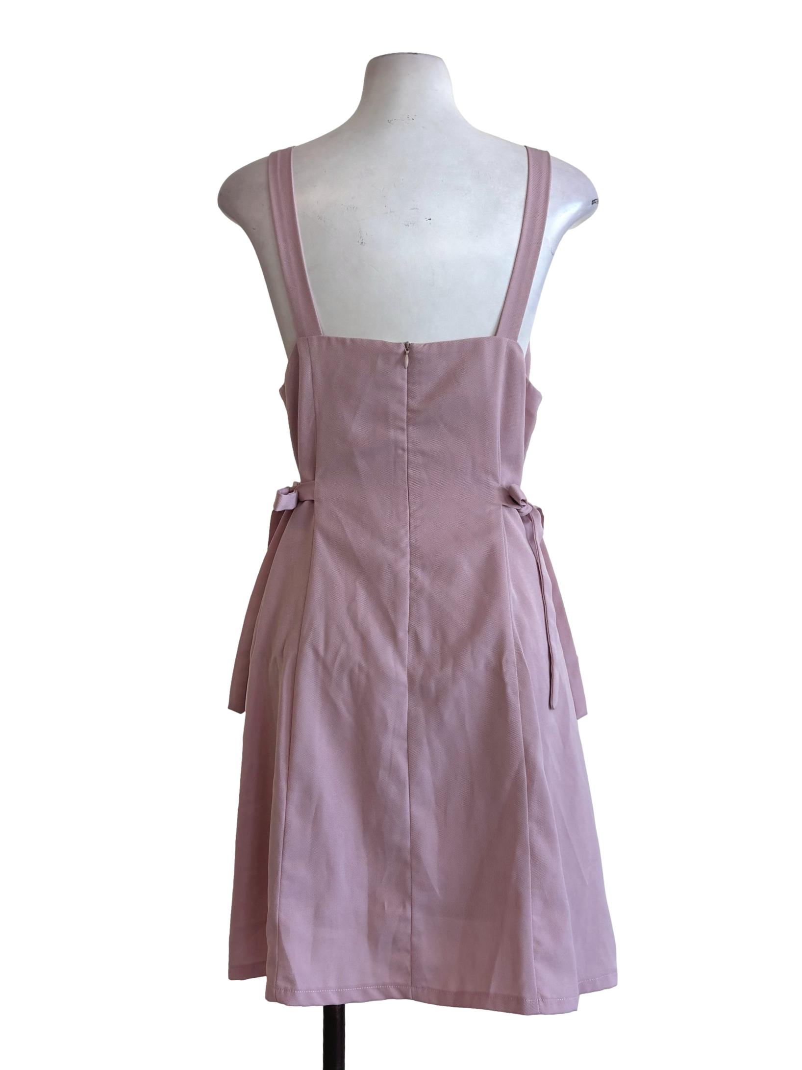 Dusty Rose Side Ribbon Sleeveless Dress