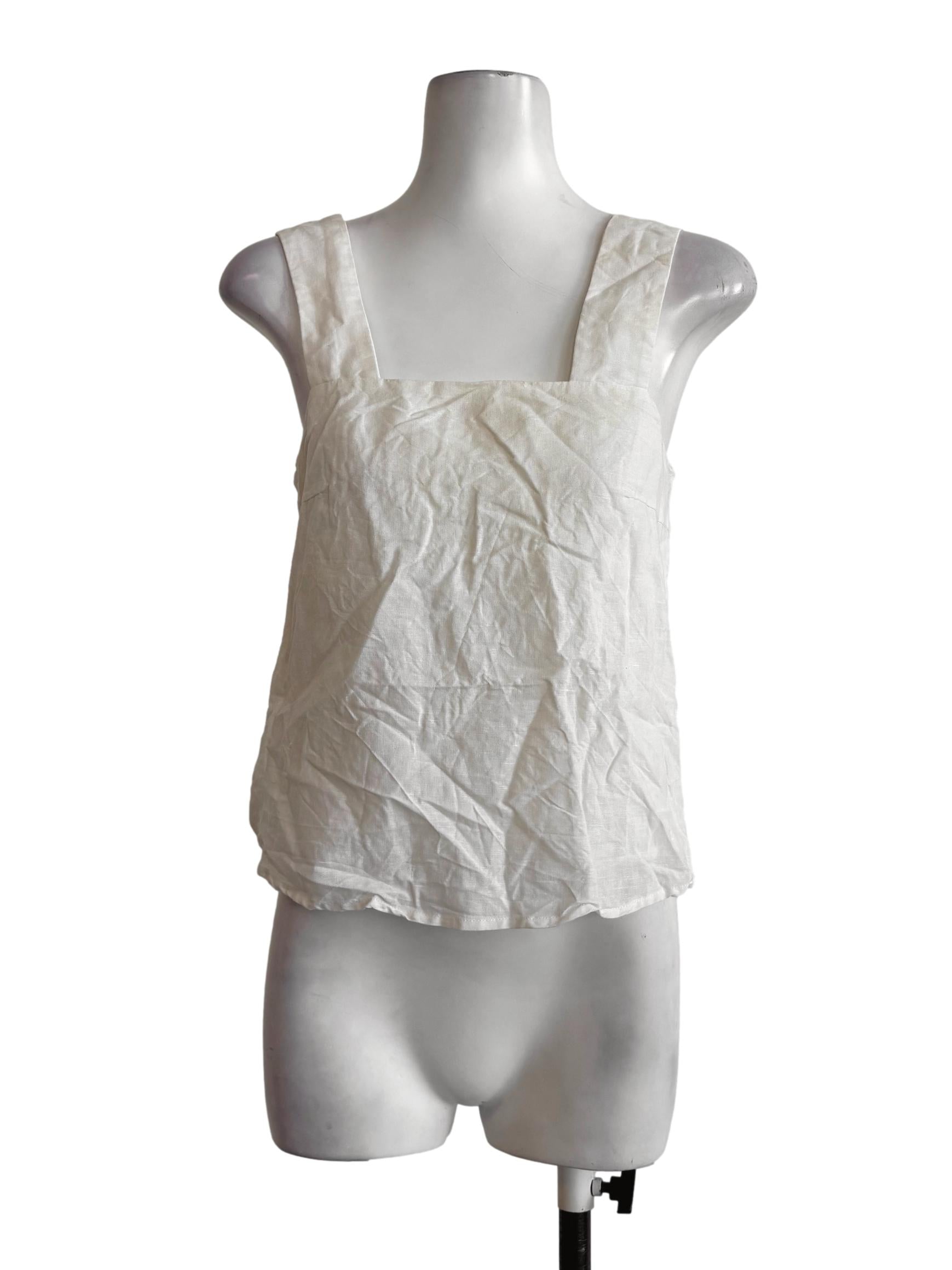Ivory White Square Neck Sleeveless Top
