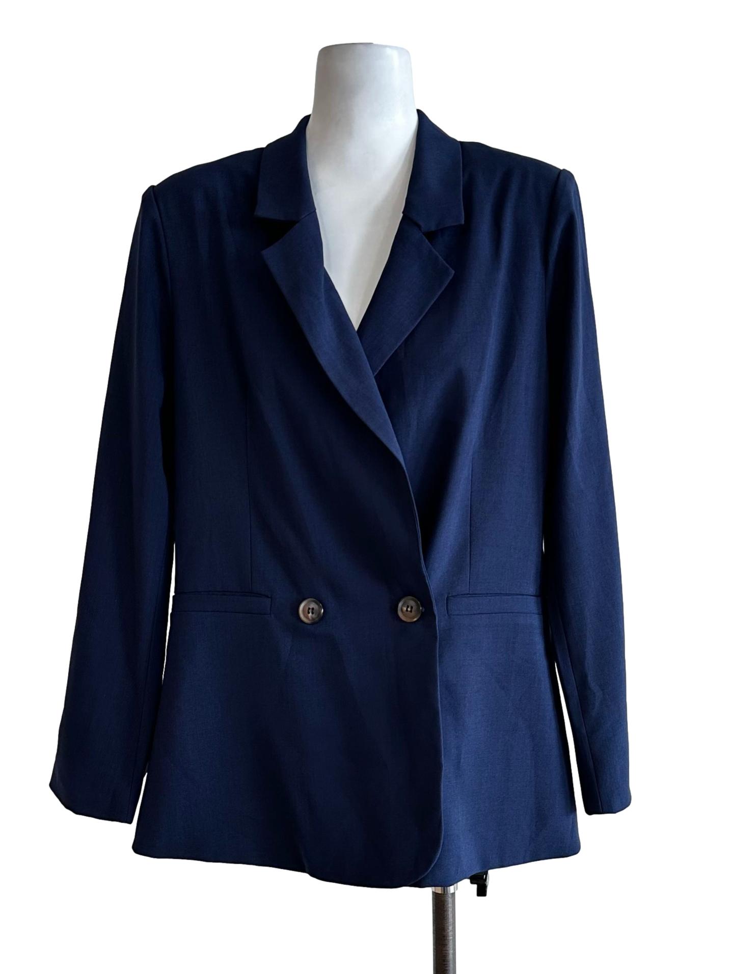 Indigo Blue Plain Lined Blazer