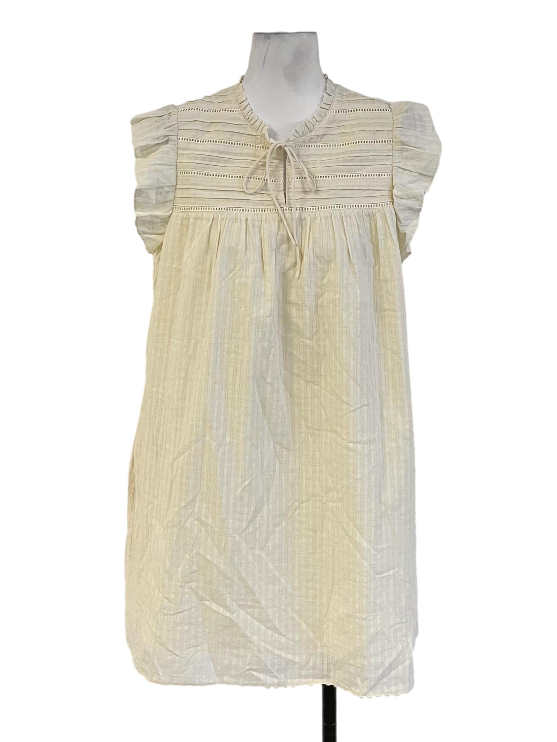 Cream White Pleated Babydoll Baggy Dress