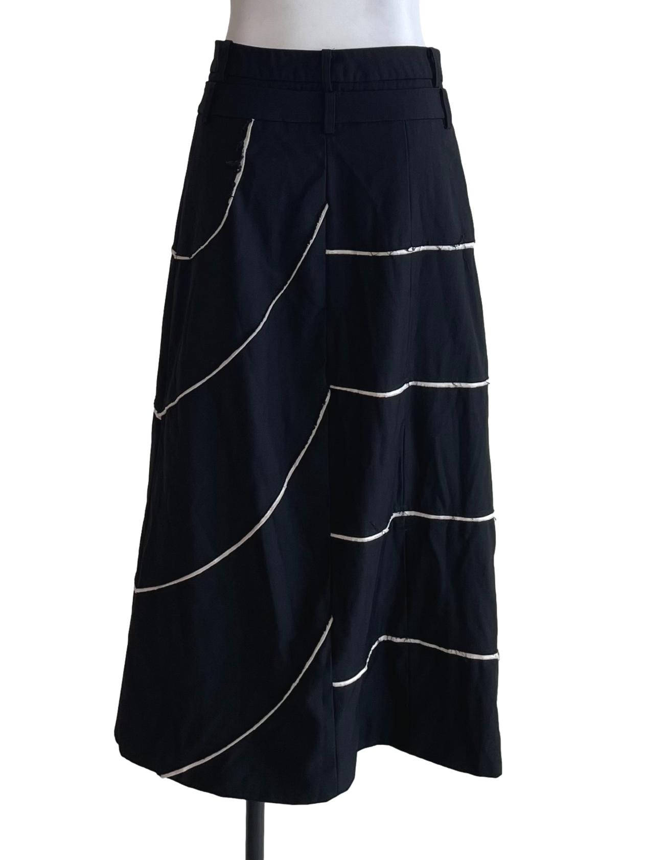 Black & White Distressed A-Line Skirt