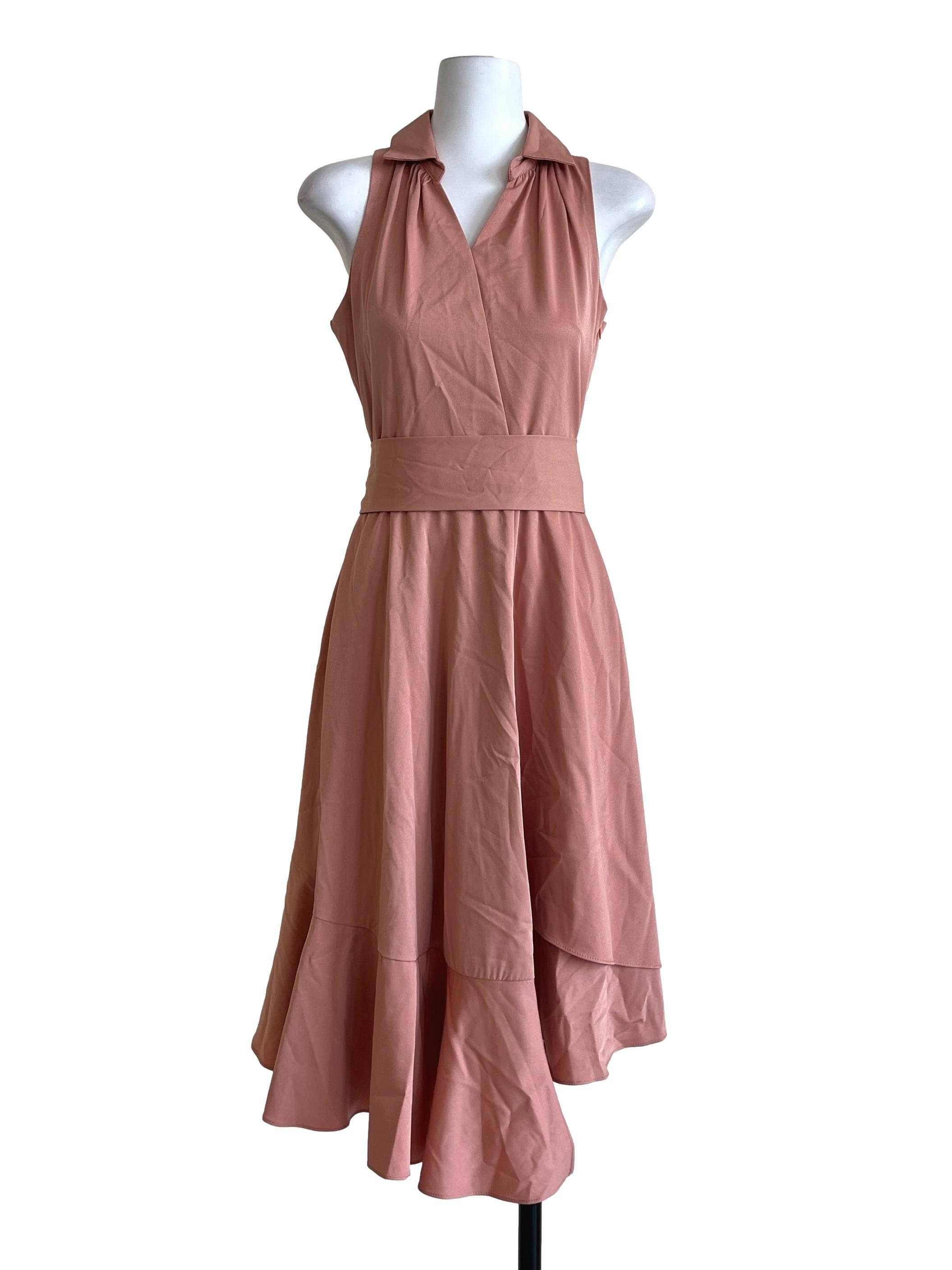 Blush Red V-Neck Sleeveless Dress
