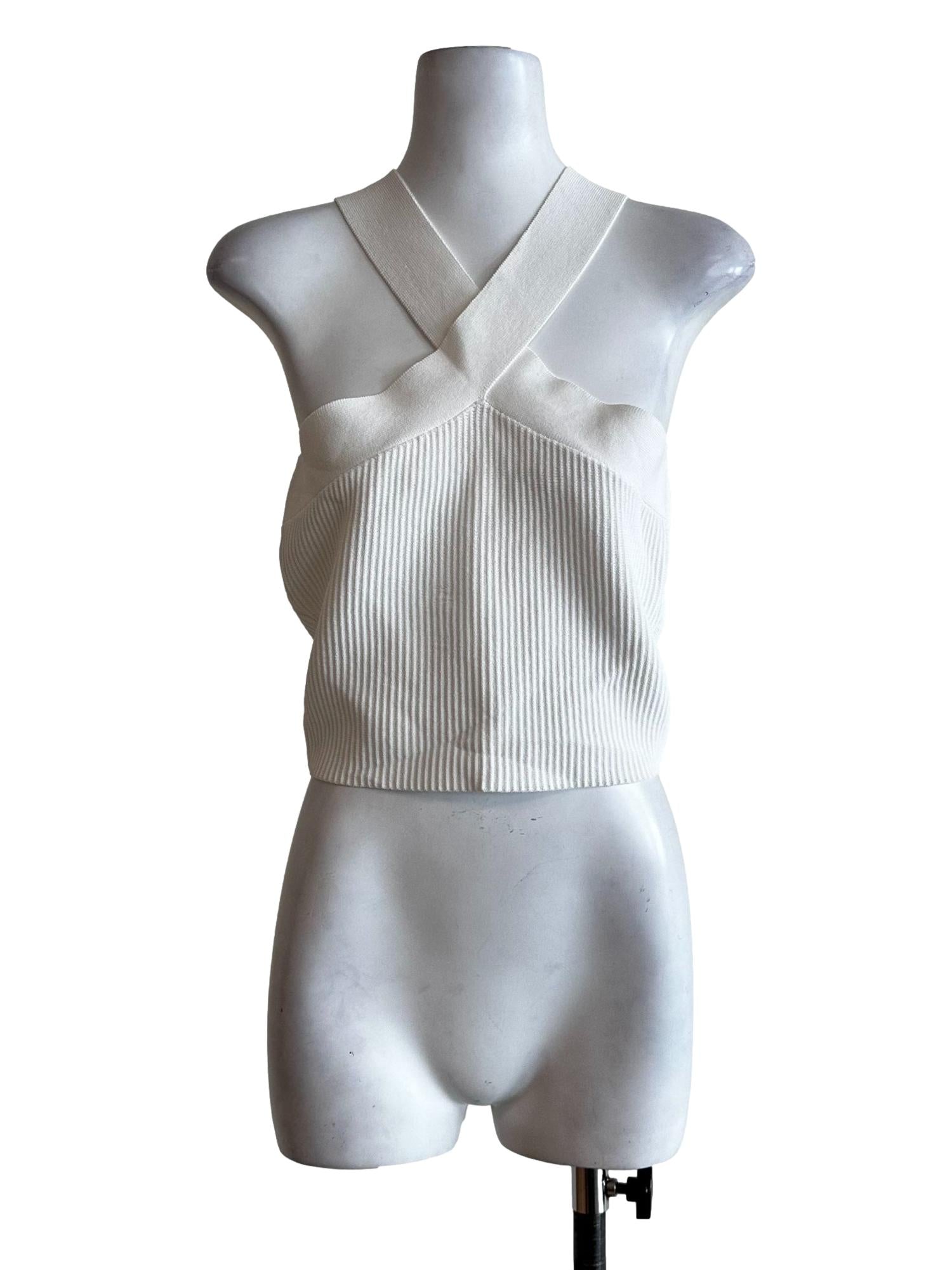 Daisy White Textured Sleeveless Top