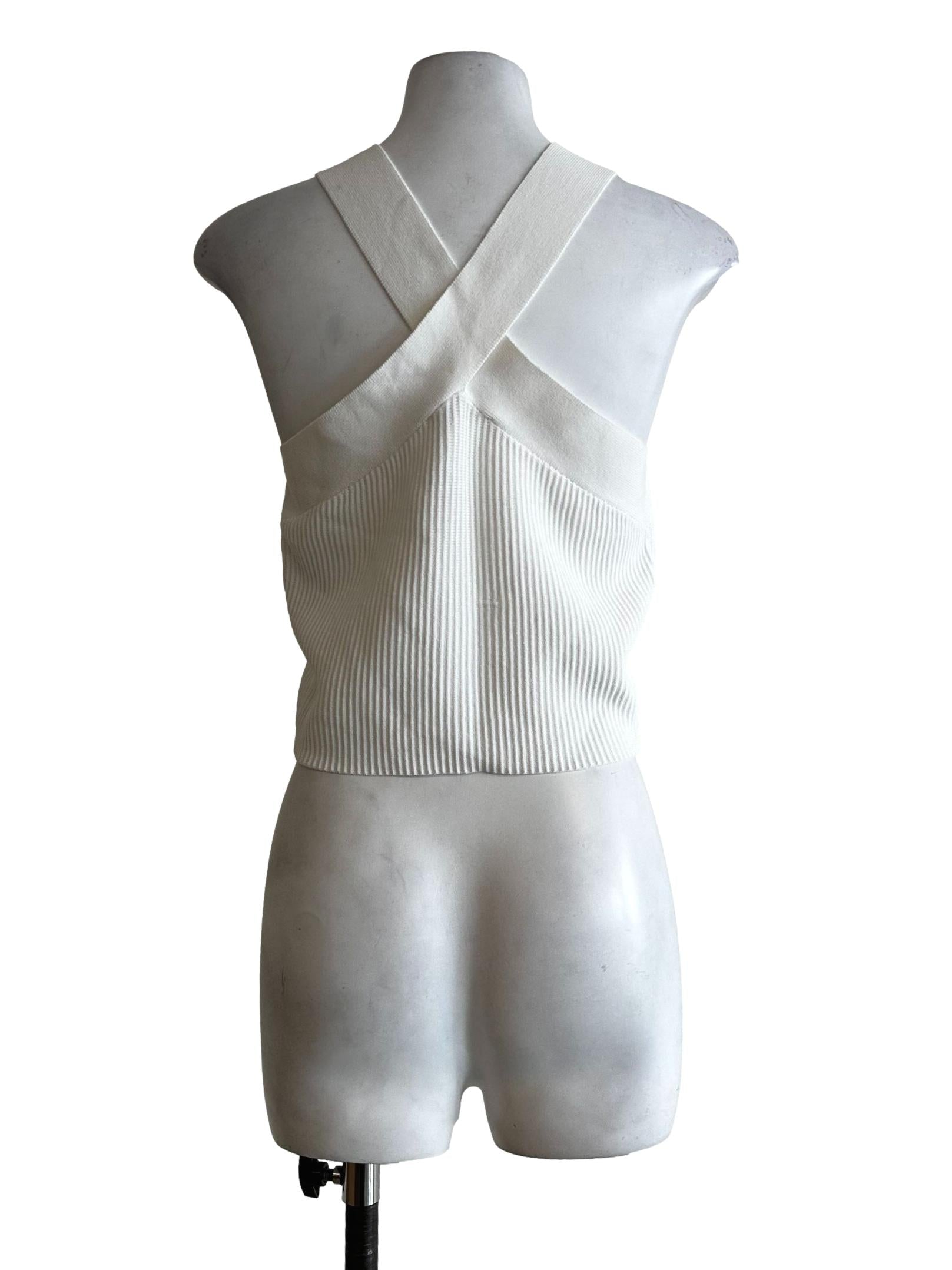 Daisy White Textured Sleeveless Top