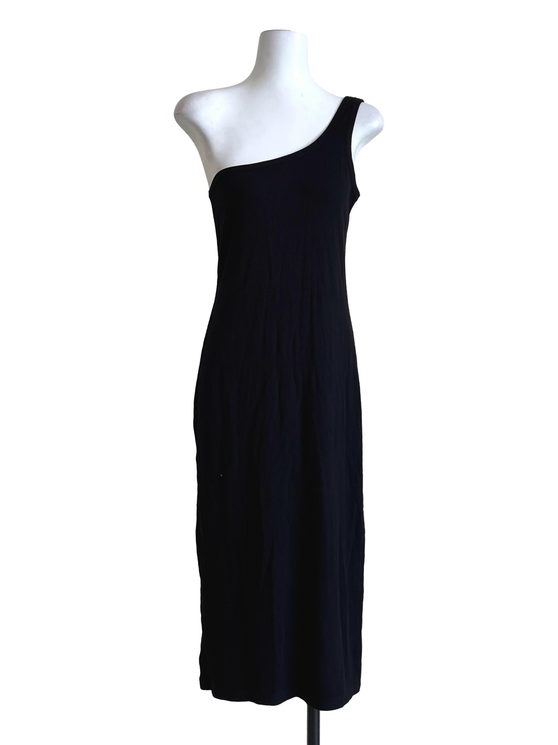 Ink Black Asymmetrical Bodycon Dress