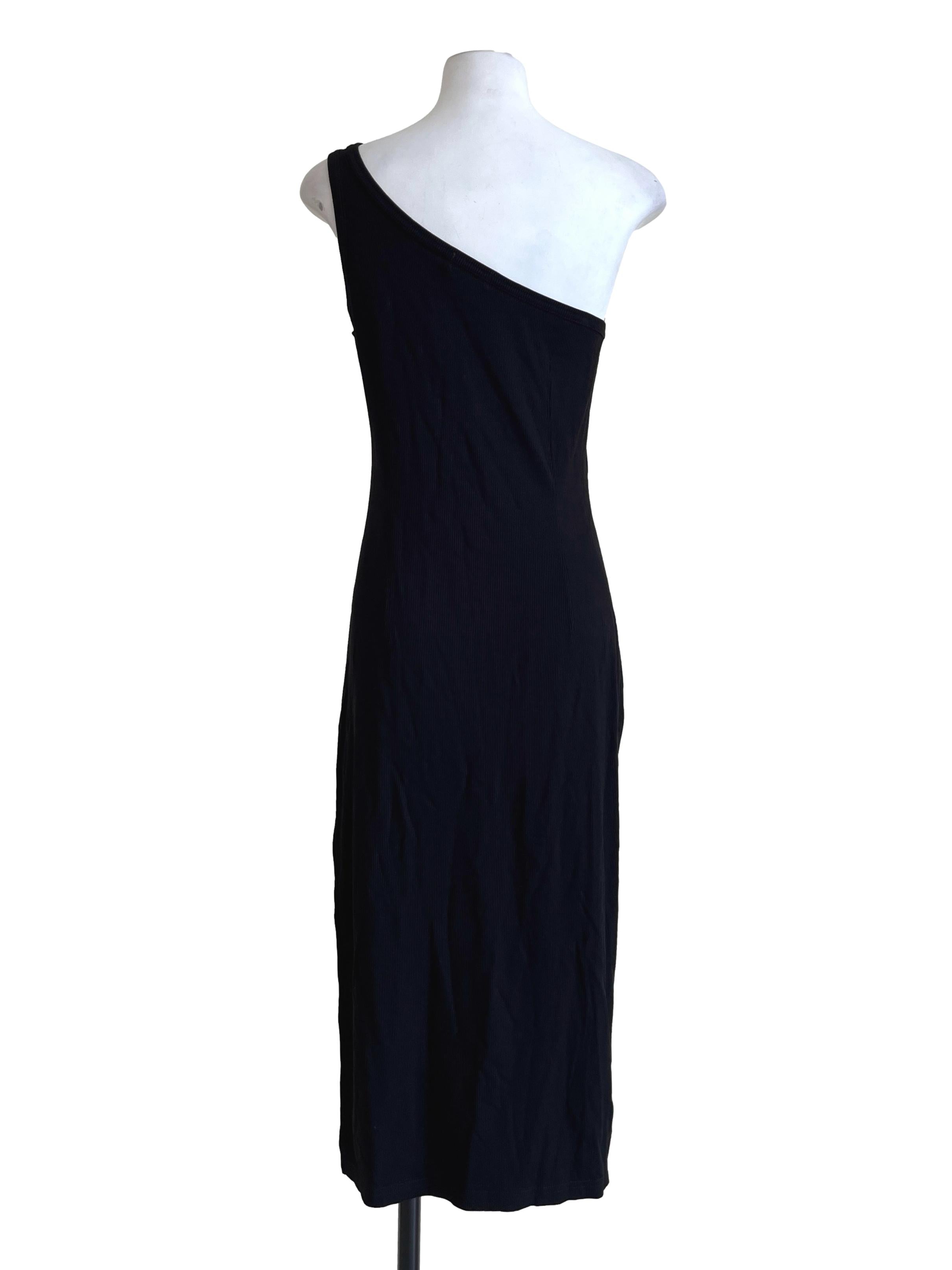 Ink Black Asymmetrical Bodycon Dress