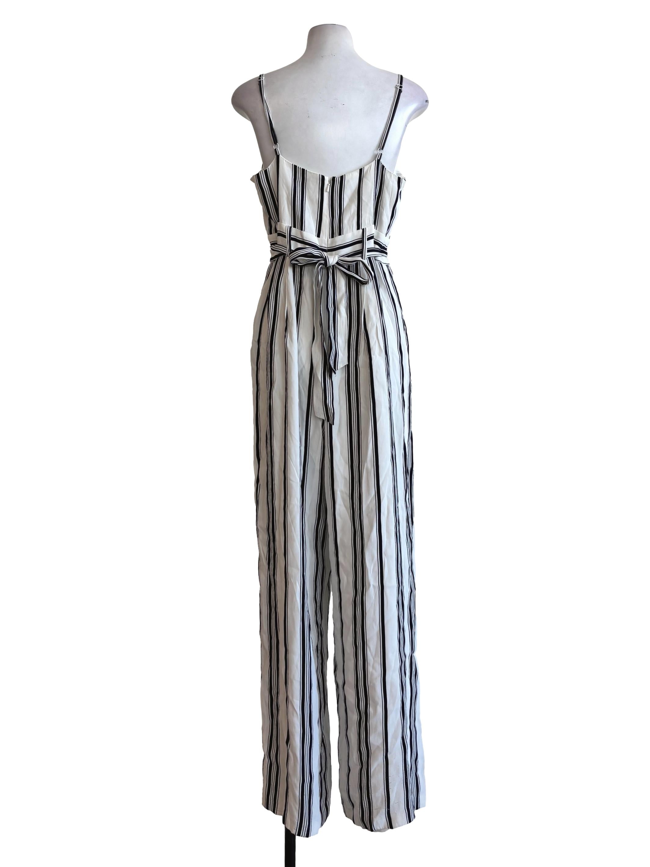 Pearl White Striped Spaghetti Strap Jumpsuit