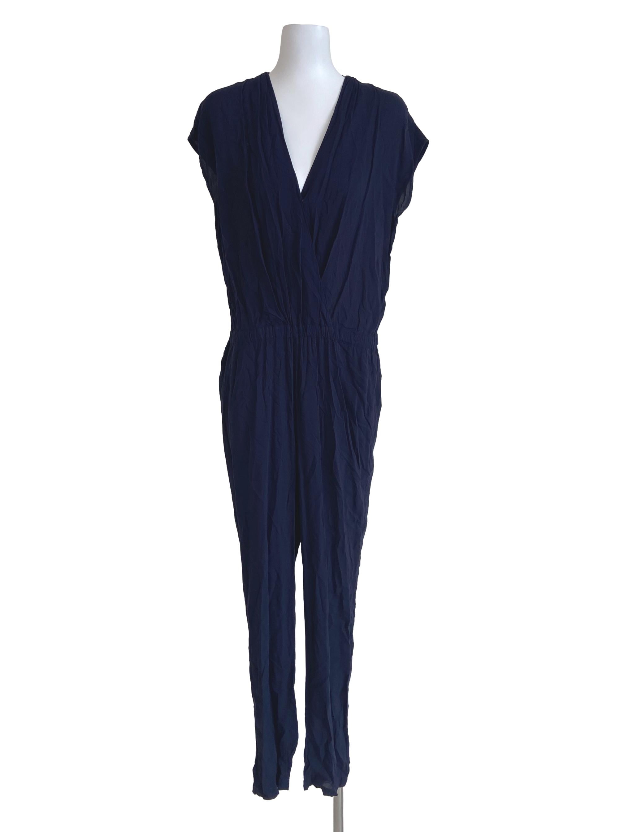 Denim Blue V Neck Jumpsuits