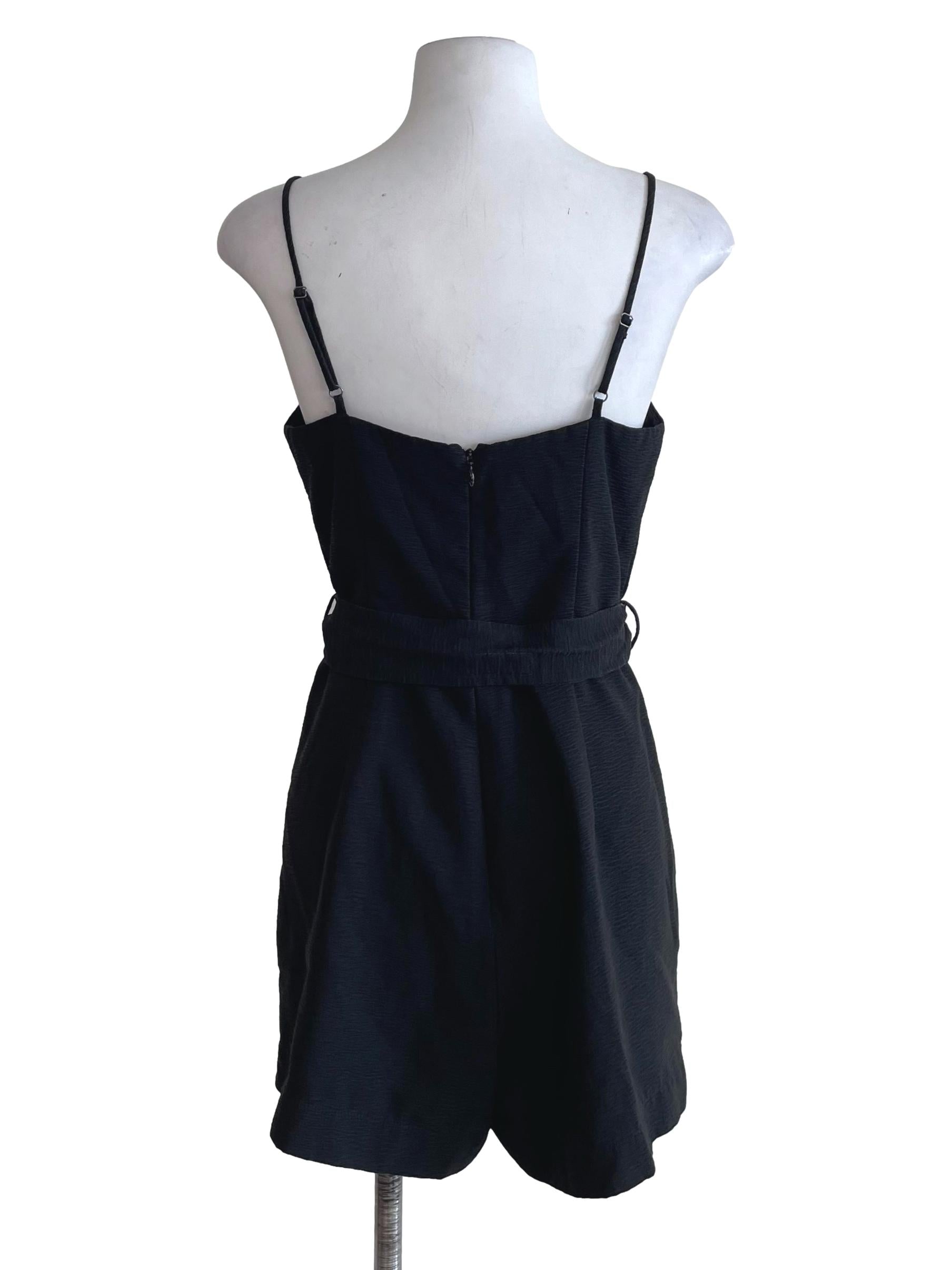 Black High Waist Cami Romper