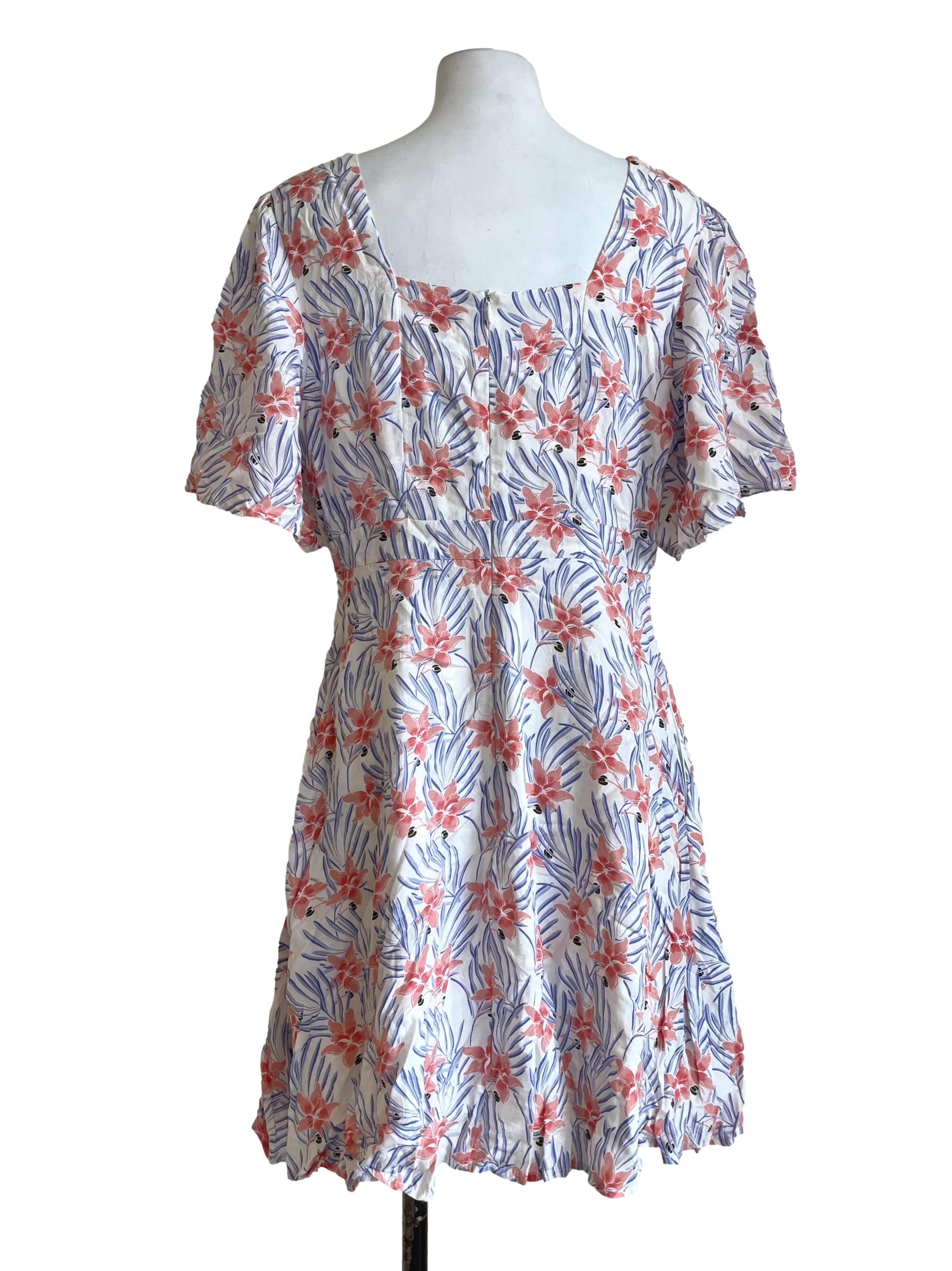 Off White Square Short Sleeve Mini Dress
