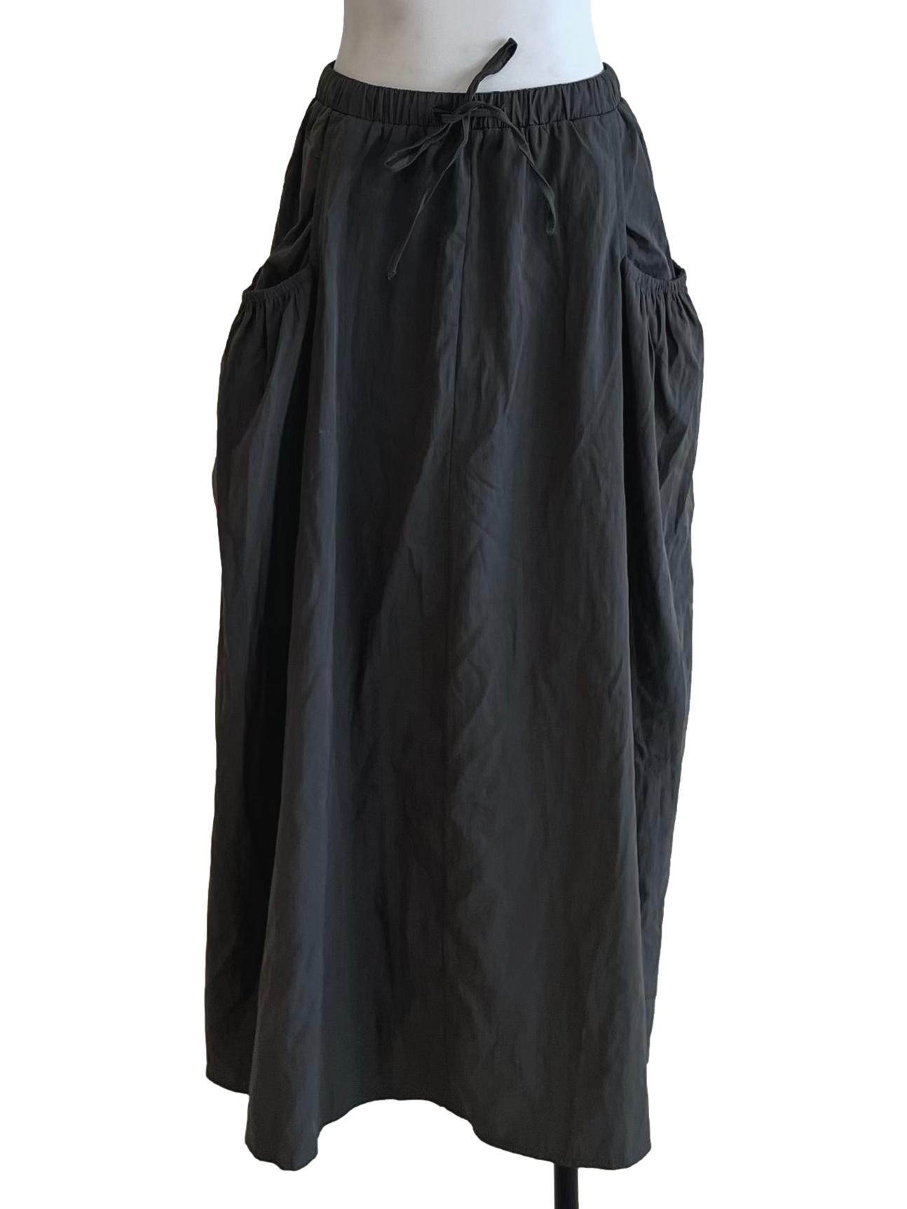 Shadow Grey High-Waisted A-Line Skirt
