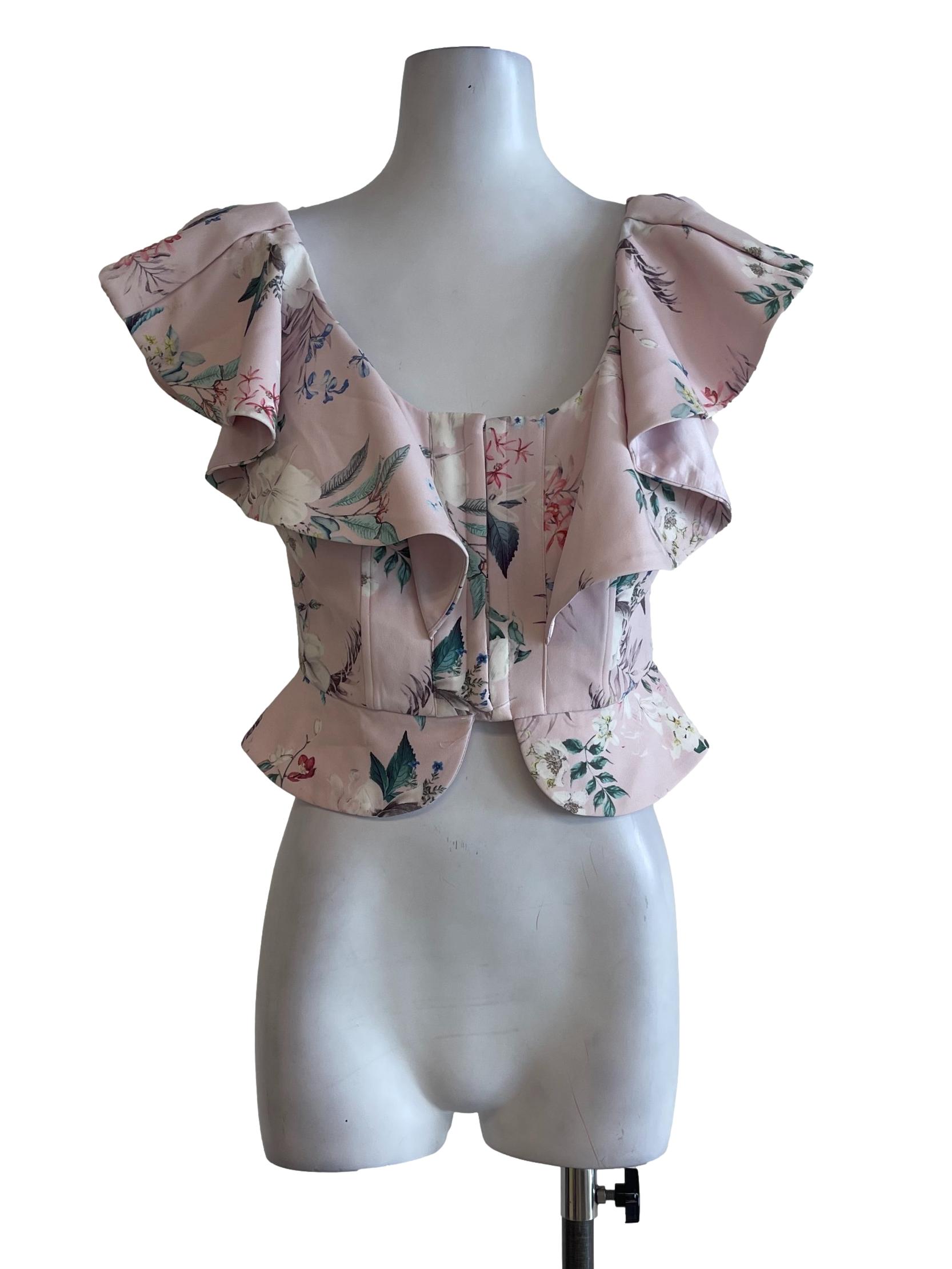 Pink Floral Ruffles Camisole