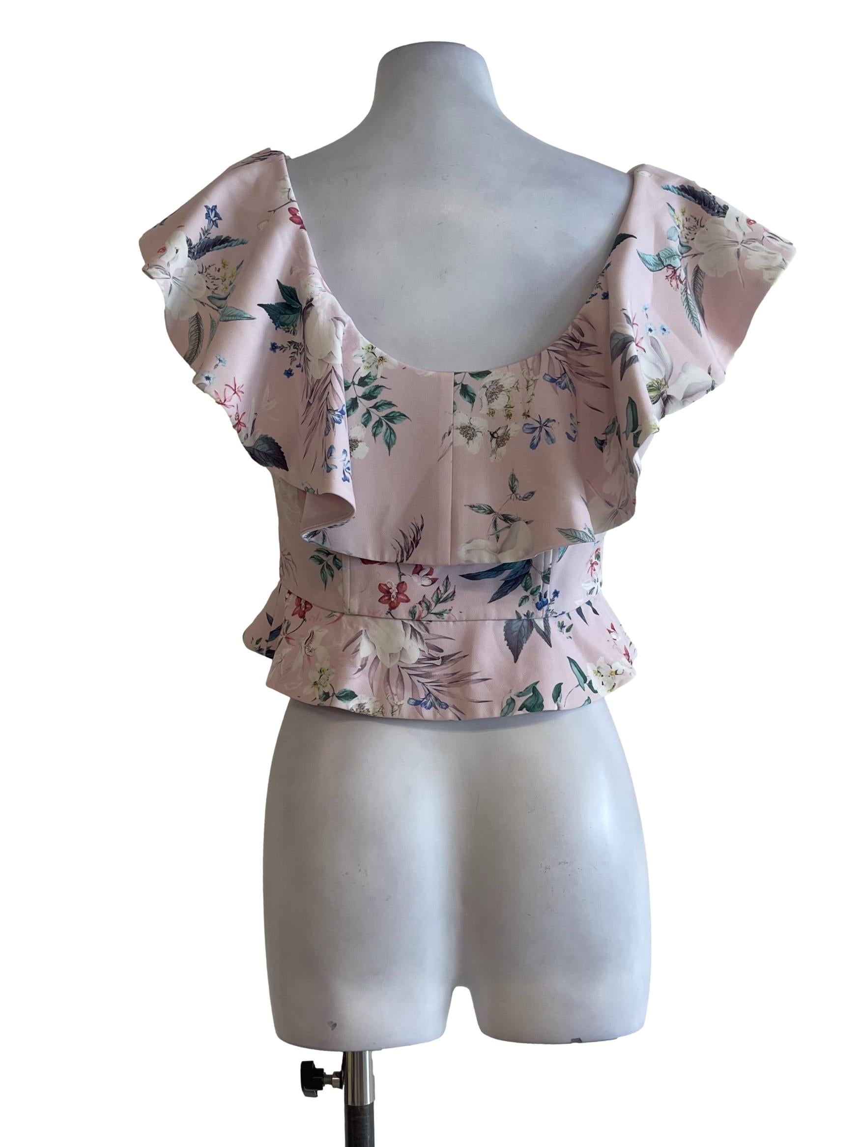 Pink Floral Ruffles Camisole