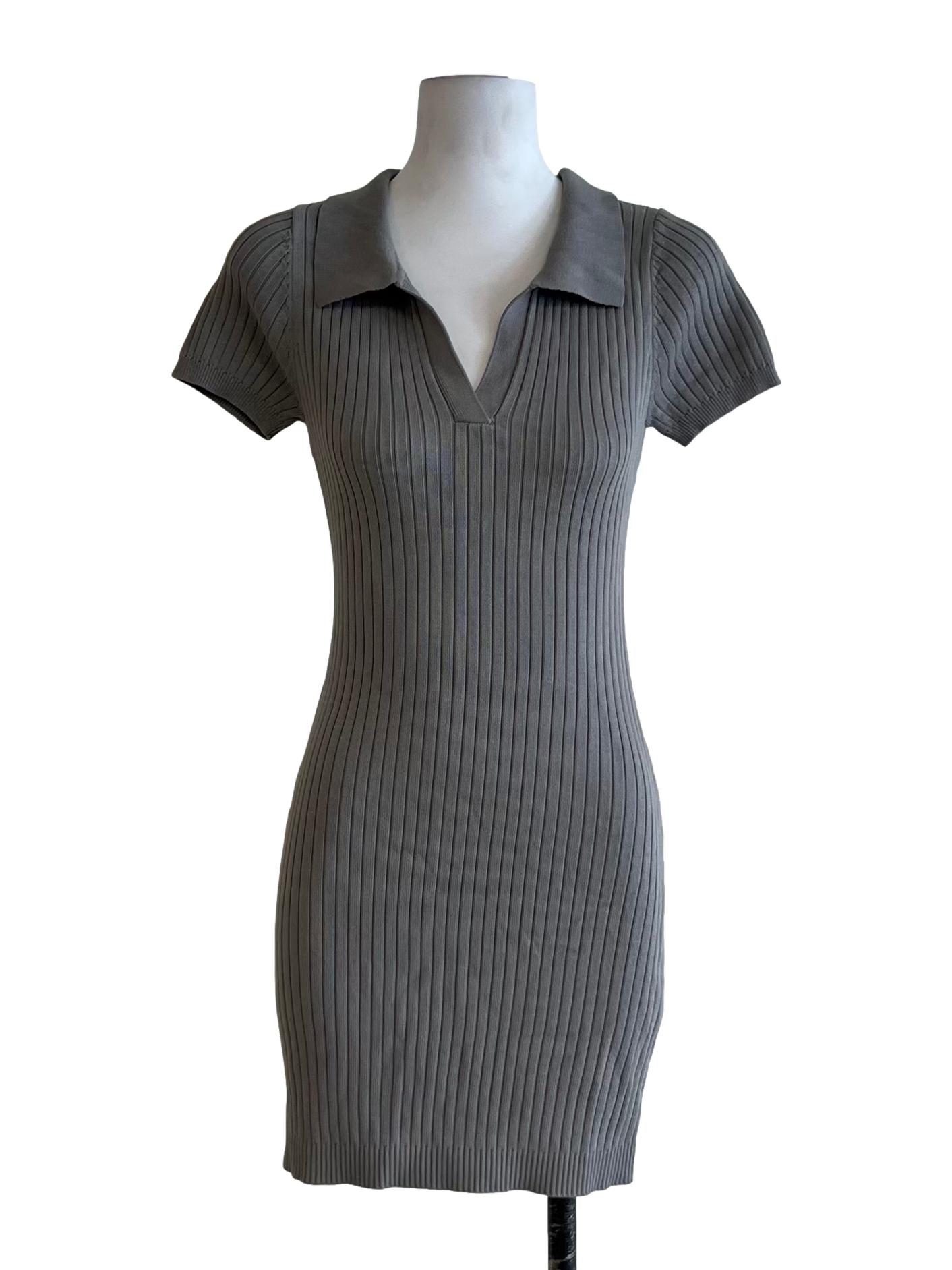 Coin Grey Wing Collar Bodycon Dress