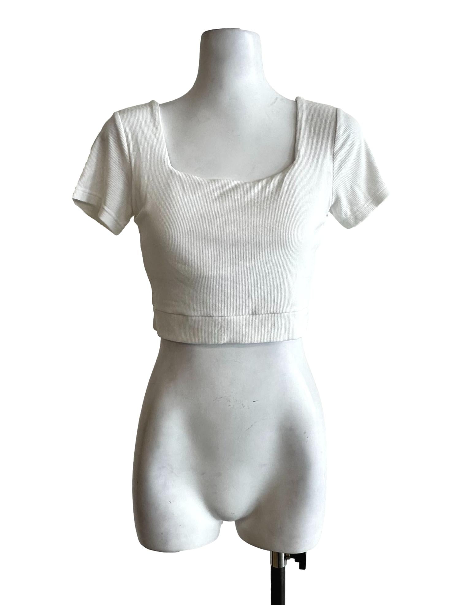 Daisy White Pencil Stripes Pattern Crop Top