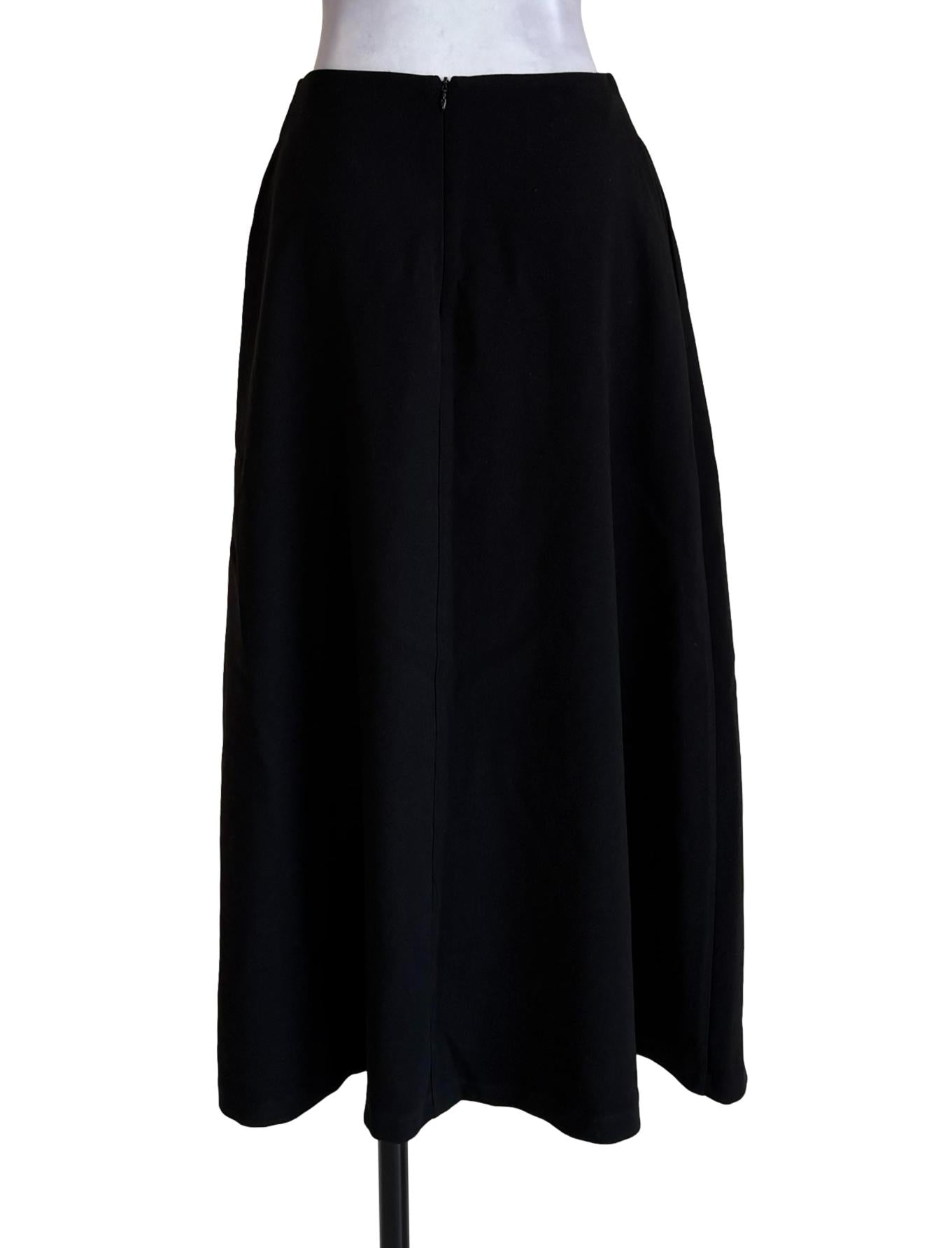 Black Textured A-Line Skirt OSN