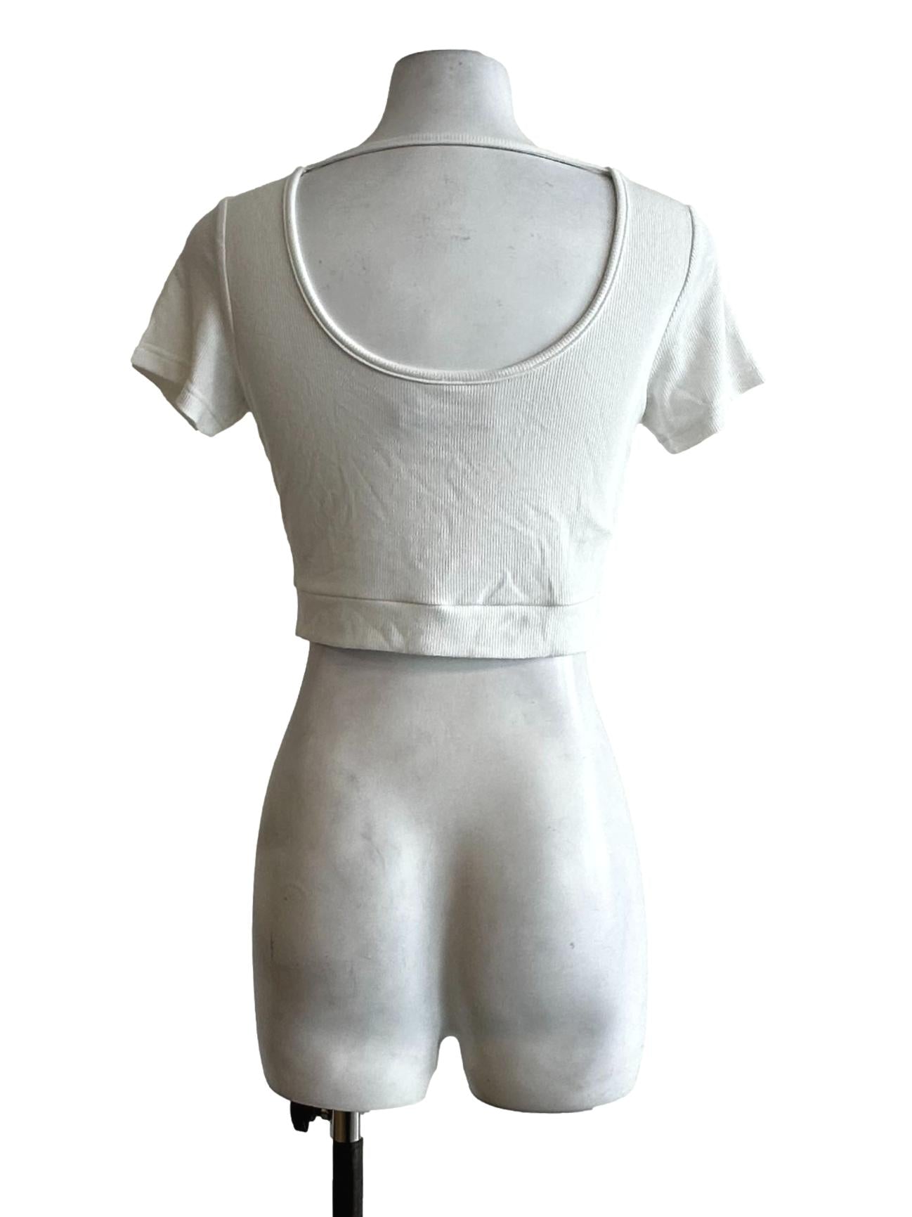 Daisy White Pencil Stripes Pattern Crop Top